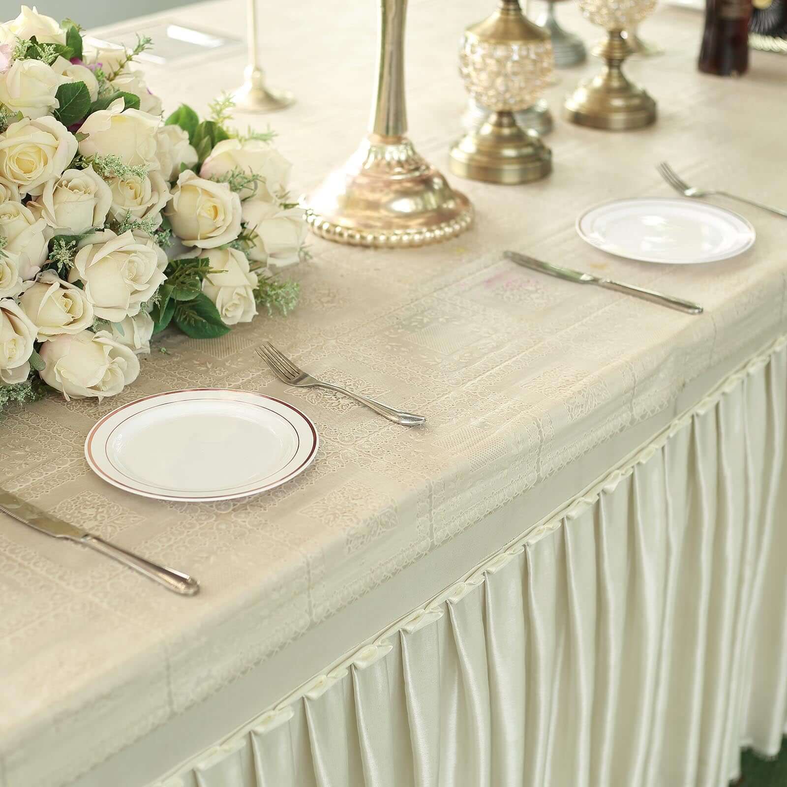 10-Piece Set of White Disposable Plastic Dessert Plates with Stylish Rose Gold Rim, 8 Inches