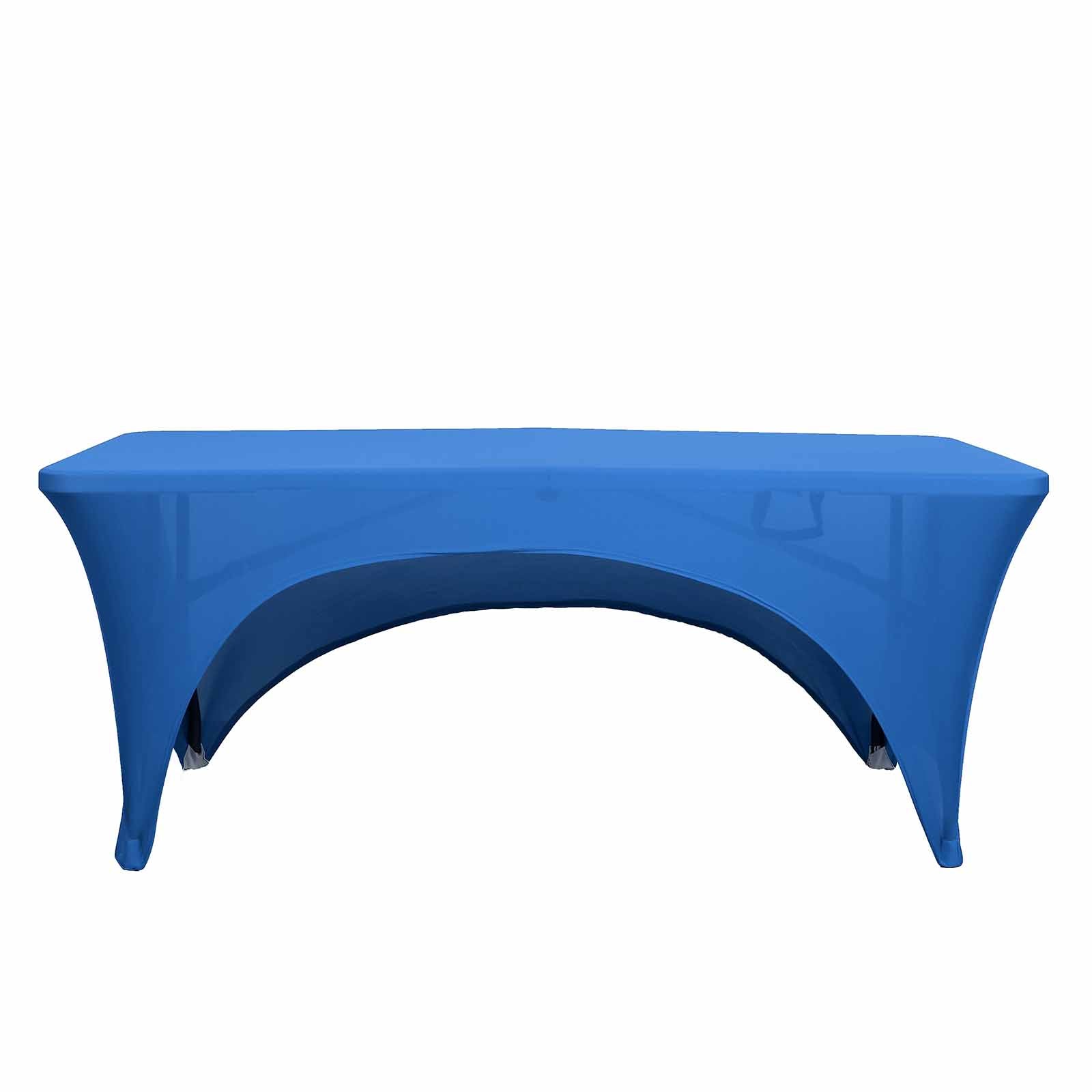 Hot Deal! Royal Blue Stretch Spandex 96x30 Rectangle Table Cover with Curved Open Back for Professional Look