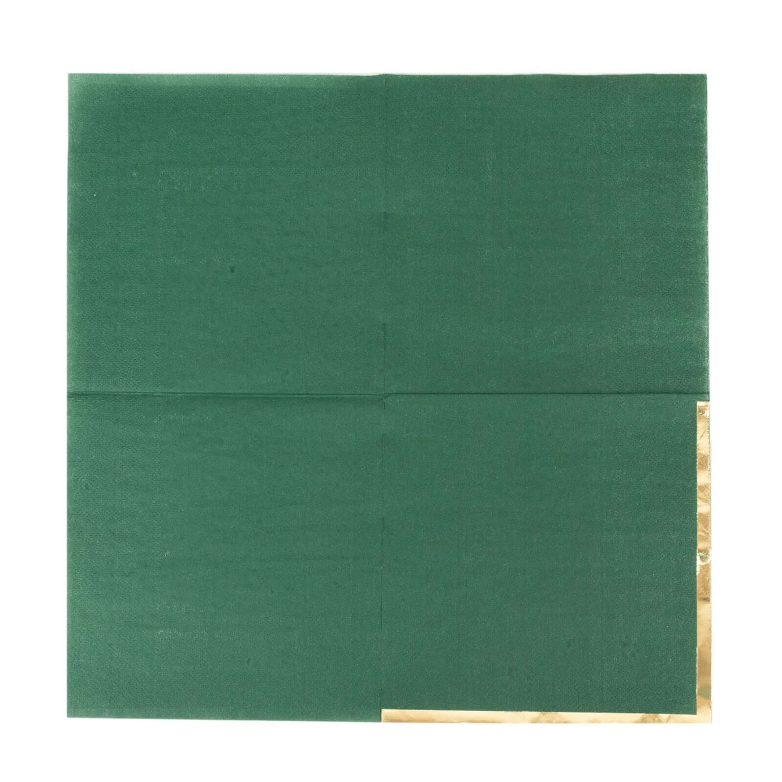 50-Piece Disposable 2-Ply Hunter Emerald Green Paper Cocktail Napkins with Gold Foil Edge, 6.5x6.5
