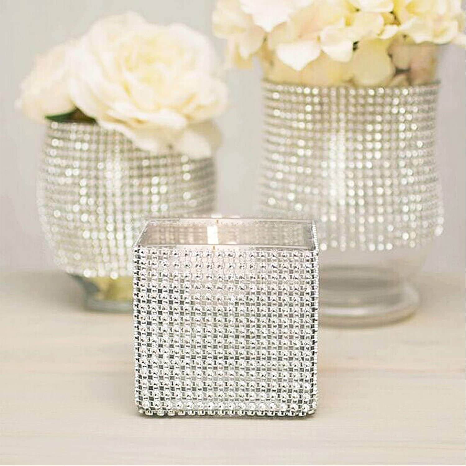 Hot Sale! 5x10 Yards Champagne Shiny Diamond Rhinestone Ribbon Roll for DIY Crafts and Decor