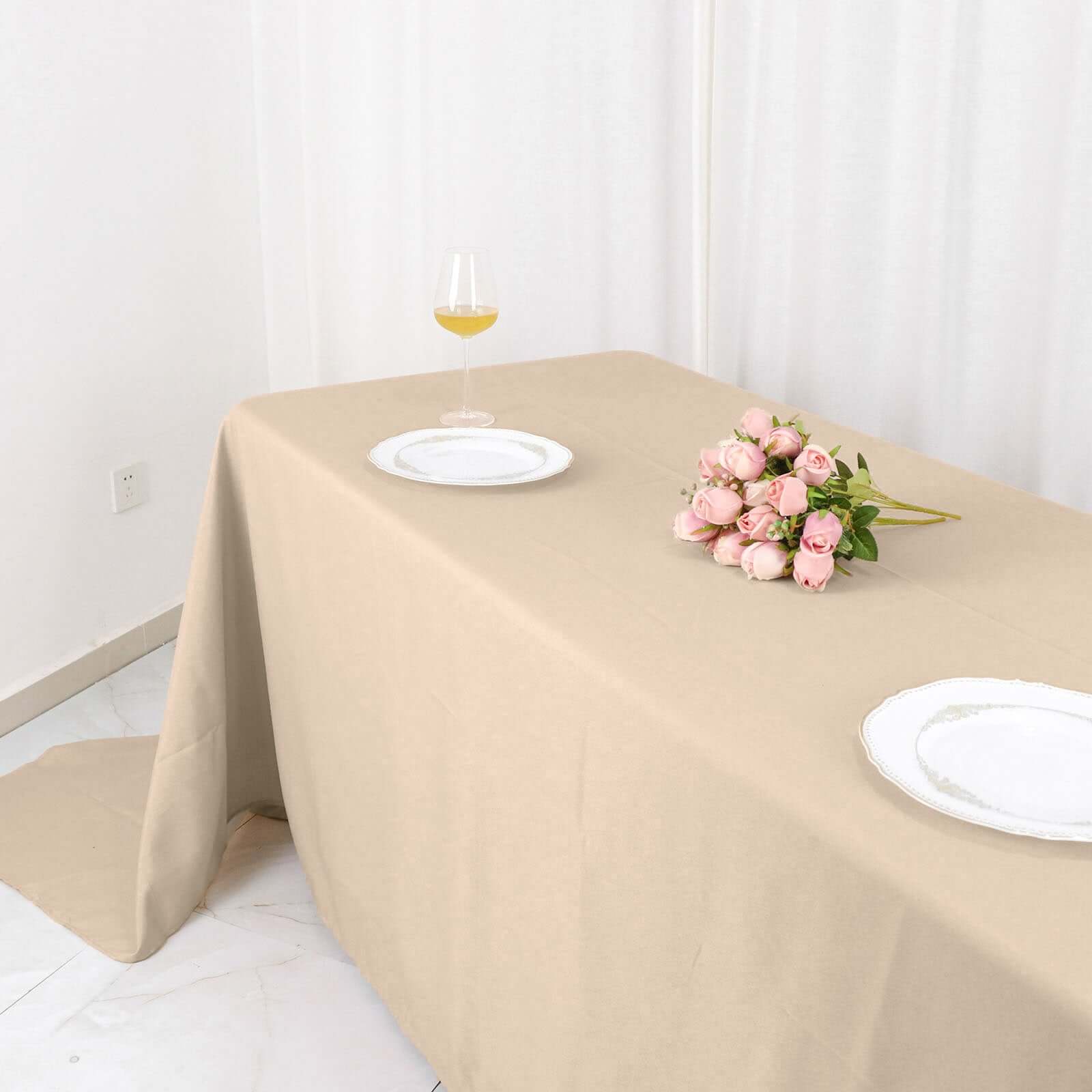 Wrinkle-Resistant Seamless Nude Polyester Rectangle Tablecloth 90x156