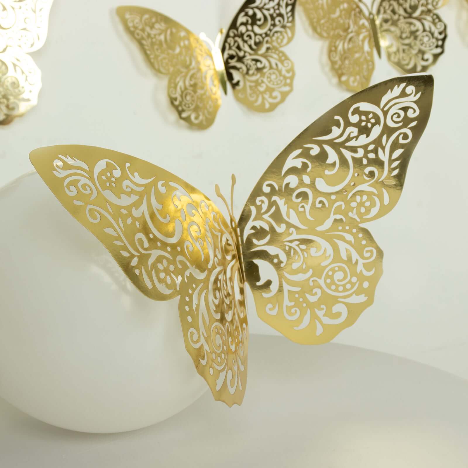 10-Pack Large Metallic Gold Foil 3D Butterfly Wall Stickers for Decor