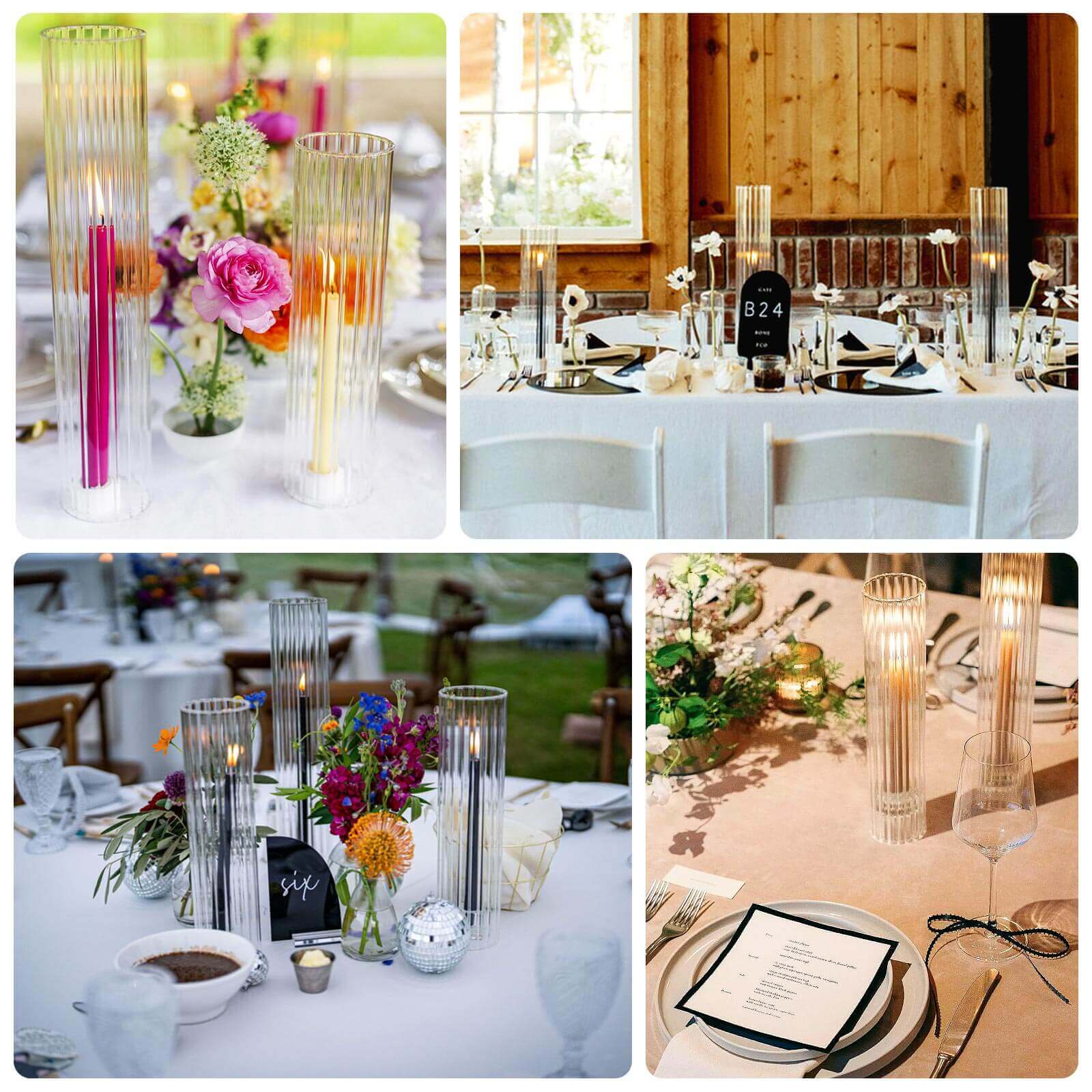 Hot Deal! 2-Pack Clear Ribbed Glass Hurricane Shades for Stylish Table Centerpiece Candelabra