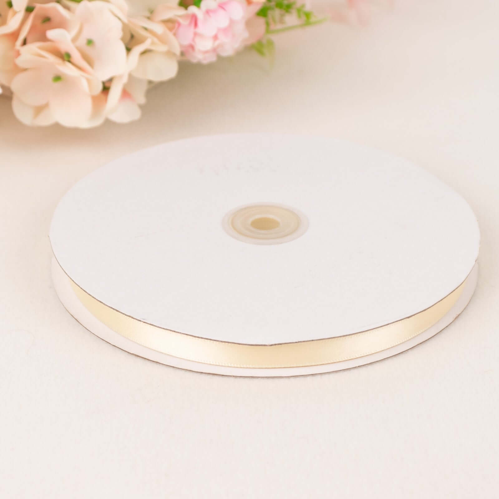 100 Yards of 3/8 Ivory Single-Sided Decorative Satin Ribbon