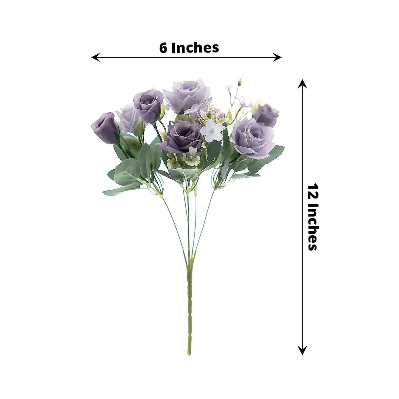 Hot Deal! 4-Bush Lavender Lilac Artificial Silk Rose Flower Bouquet for Bridal Use