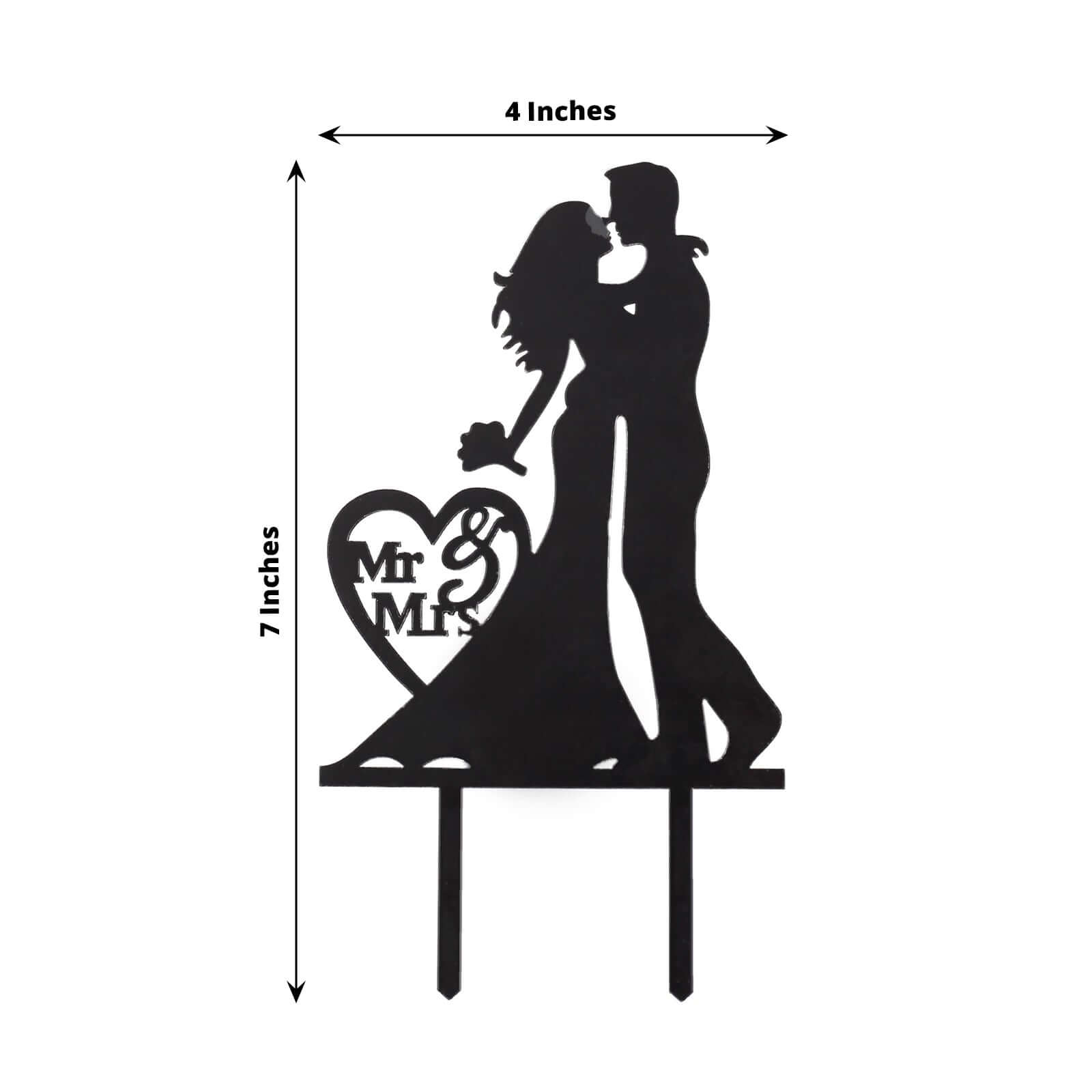Hot Sale! Black Silhouette Mr and Mrs Acrylic Wedding Cake Toppers Set