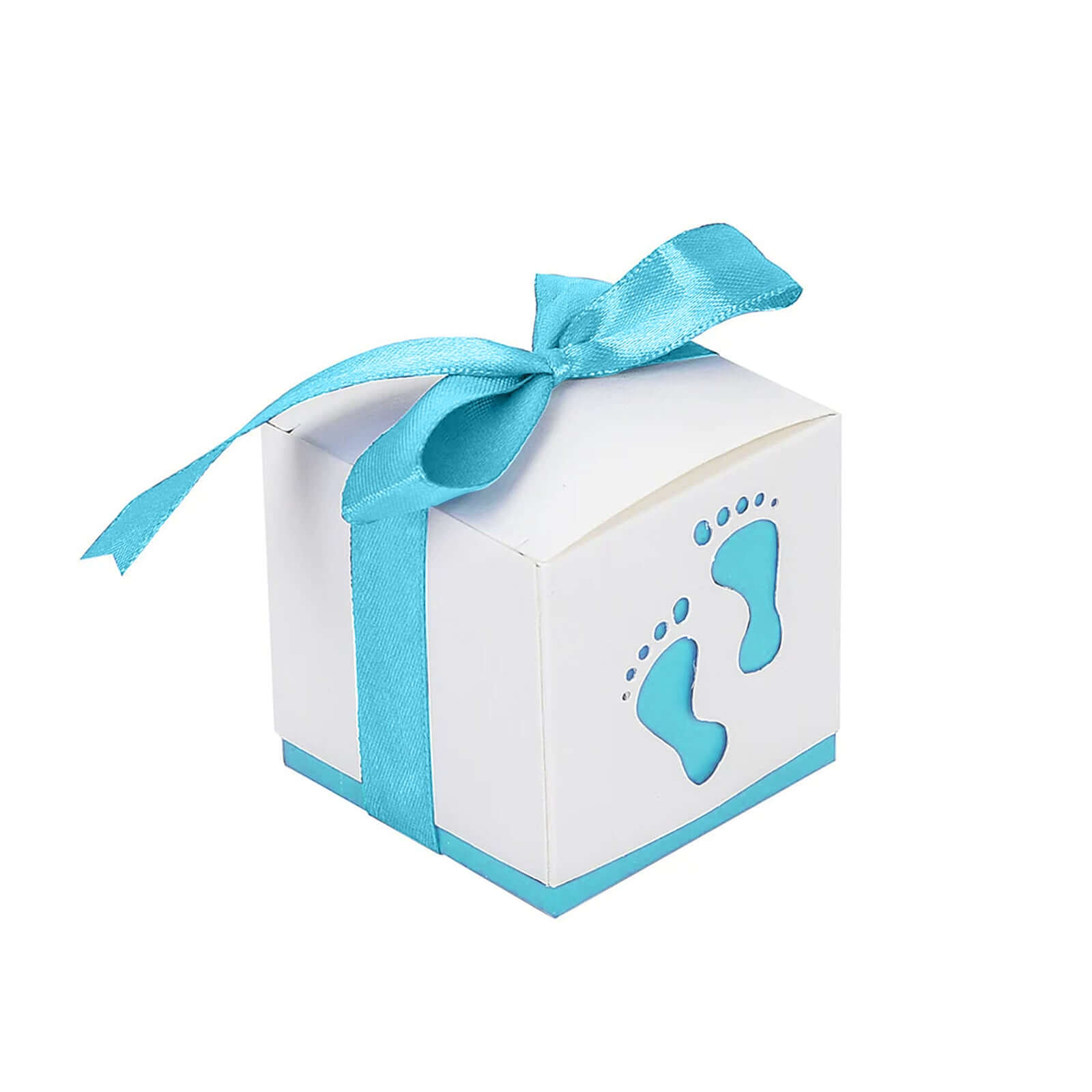 25-Piece Set of Light Blue Square Baby Shower Party Favor Candy Gift Boxes