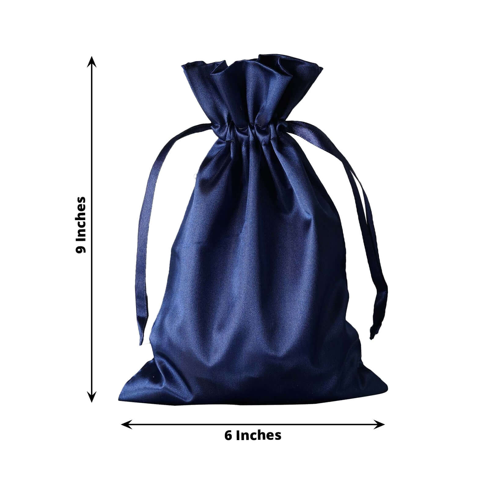 12-Pack 6x9 Navy Blue Satin Drawstring Wedding Favor Gift Bags