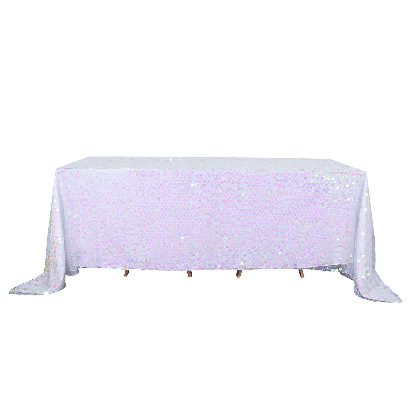 Iridescent Sequin 90x132 Rectangle Seamless Tablecloth for Big Events