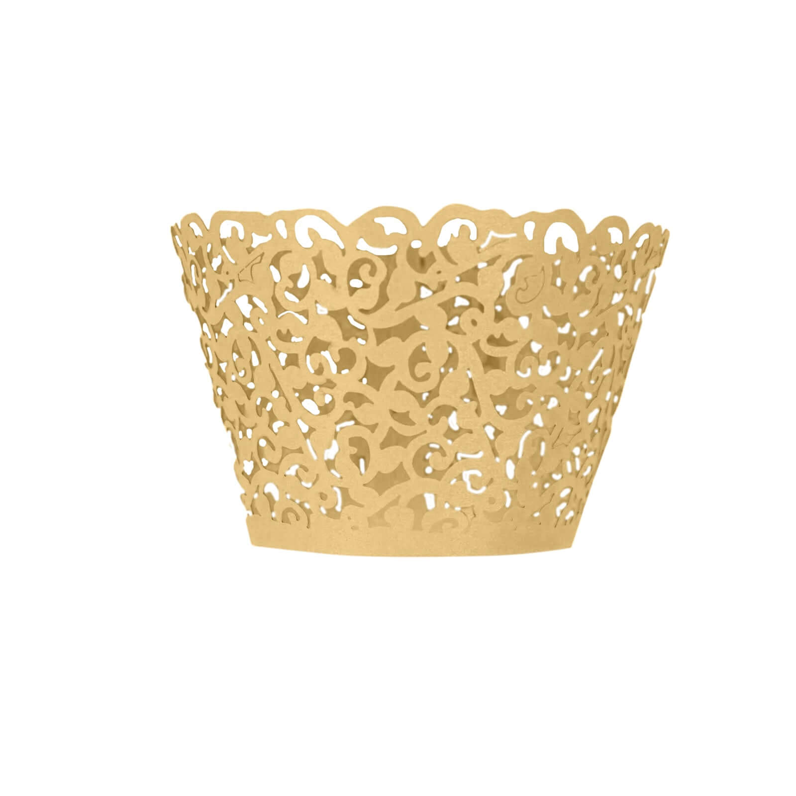 25-Piece Gold Lace Laser-Cut Paper Cupcake Wrappers for Event Baking