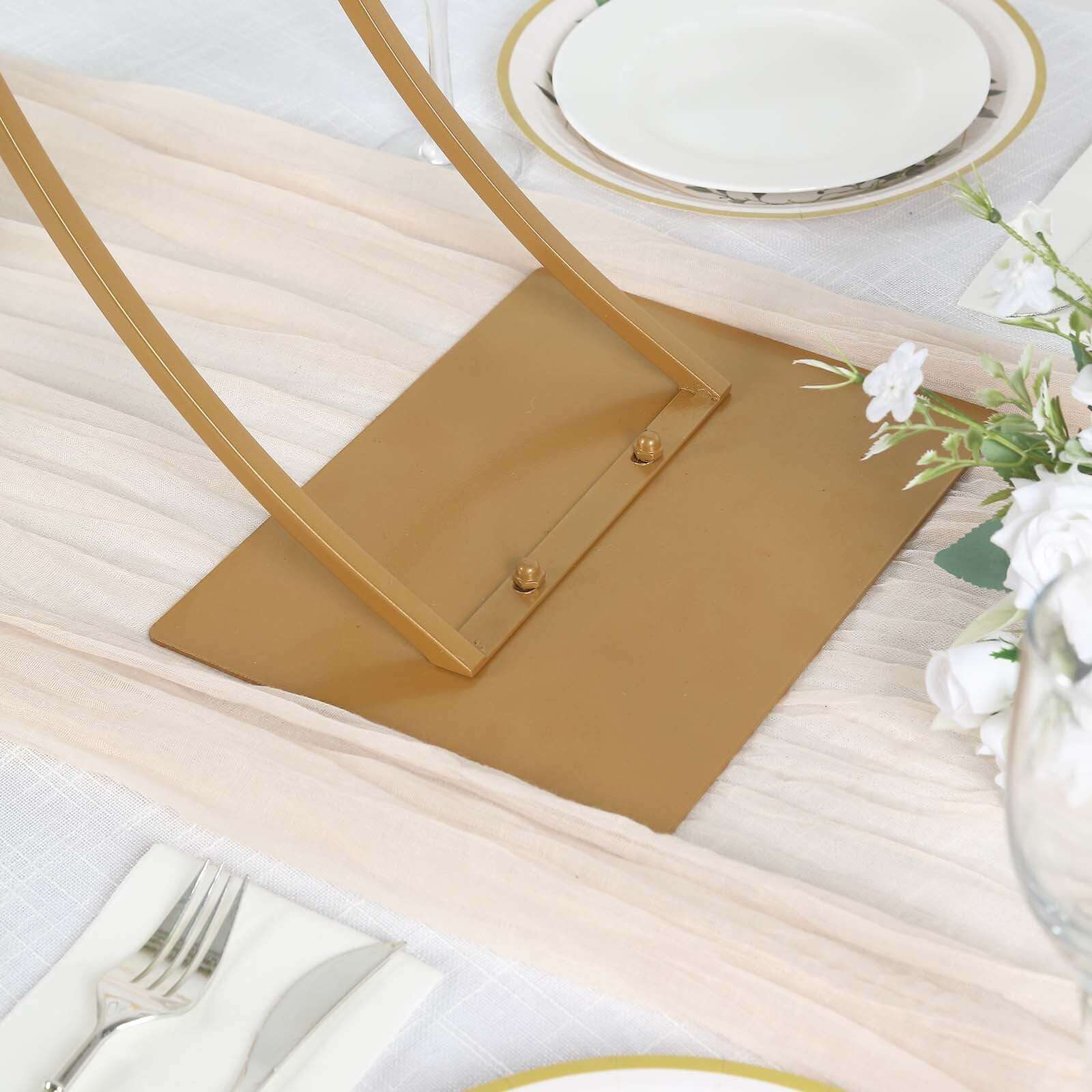 Hot Sale! Gold Metal Curvy Floral Arch Frame Wedding Table Centerpiece 38"