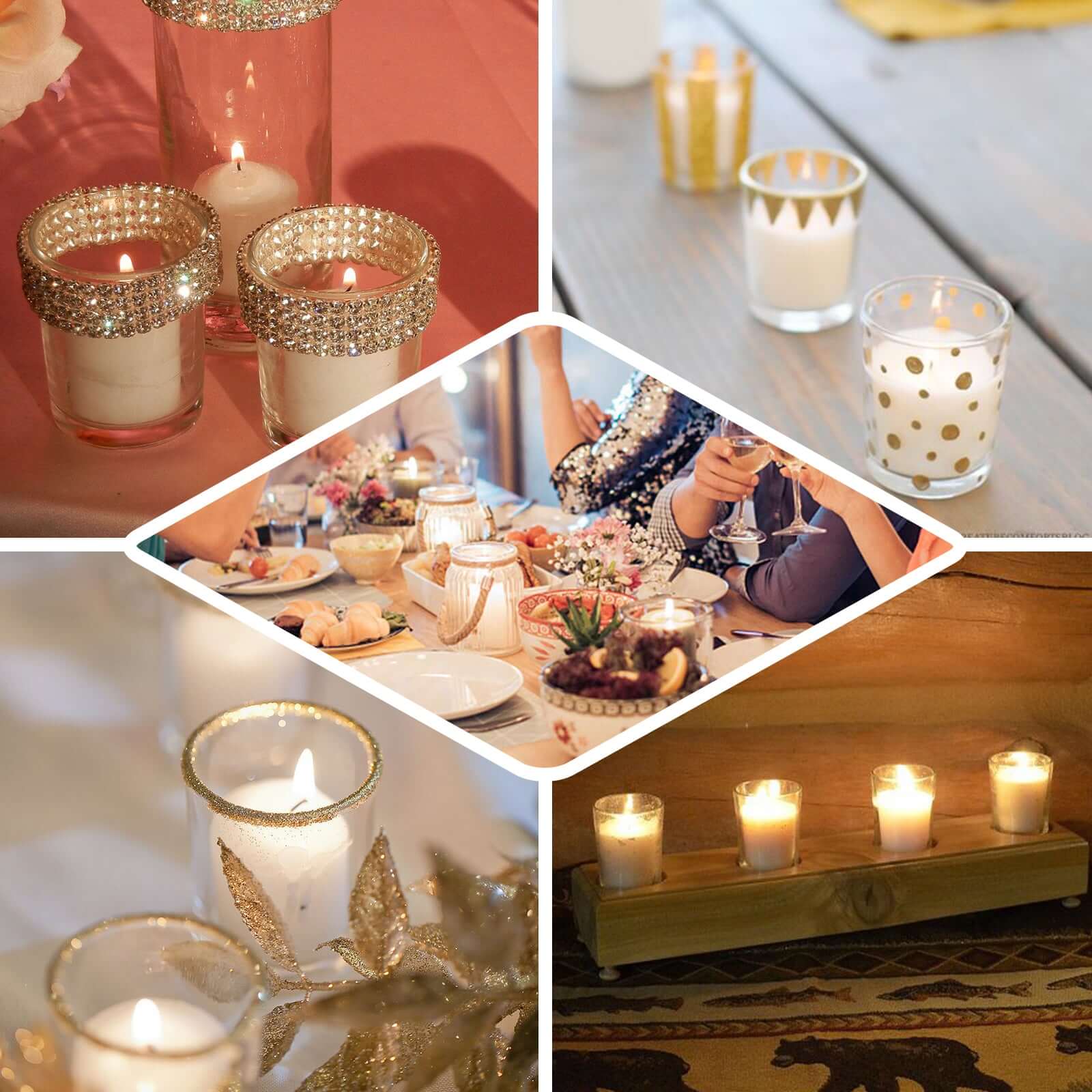 12-Piece Set of White Votive Tealight Candles with Clear Glass Holders for Decor