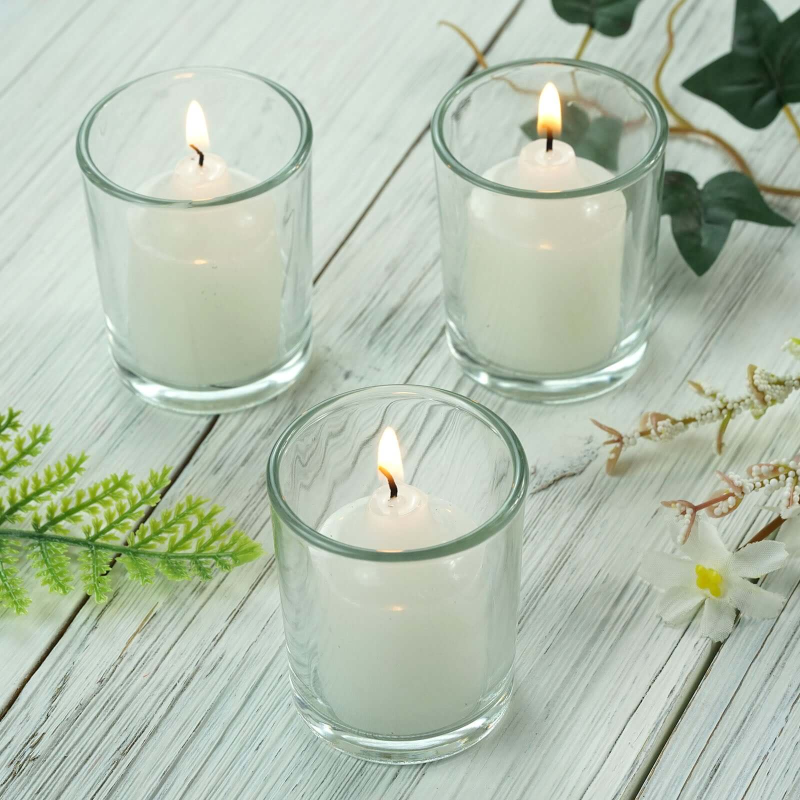 12-Pack Clear Glass Votive Candle Holders for Weddings & Events
