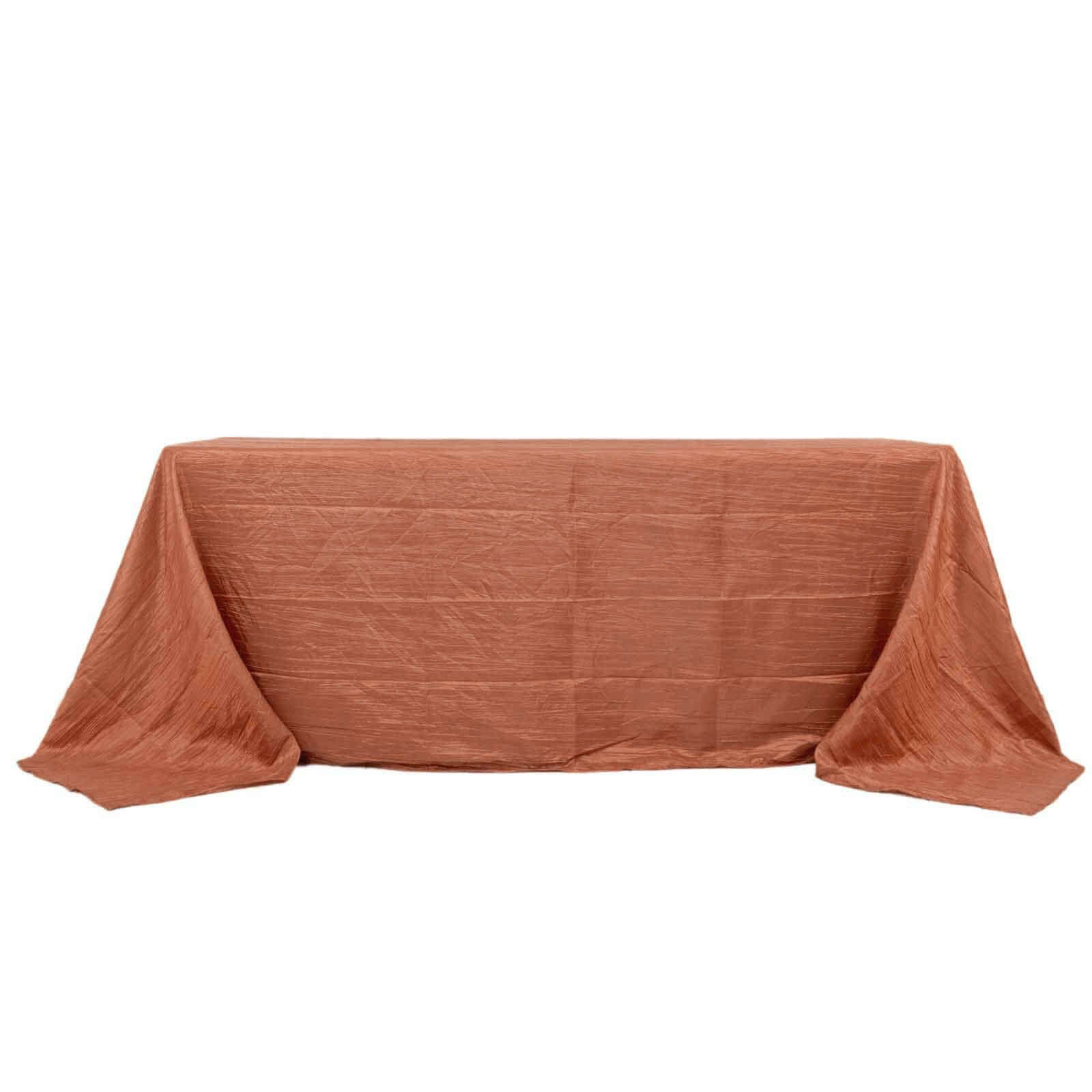 Seamless Accordion Crinkle Taffeta Tablecloth - Terracotta (Rust), 90x132