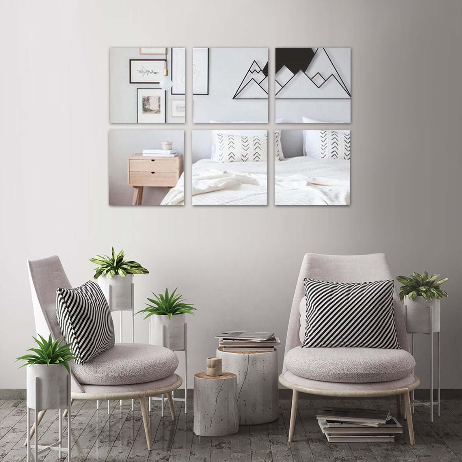 Hot Sale! 4-Pack Square Glass Wall-Hanging Mirrors for Table Centerpiece Decor