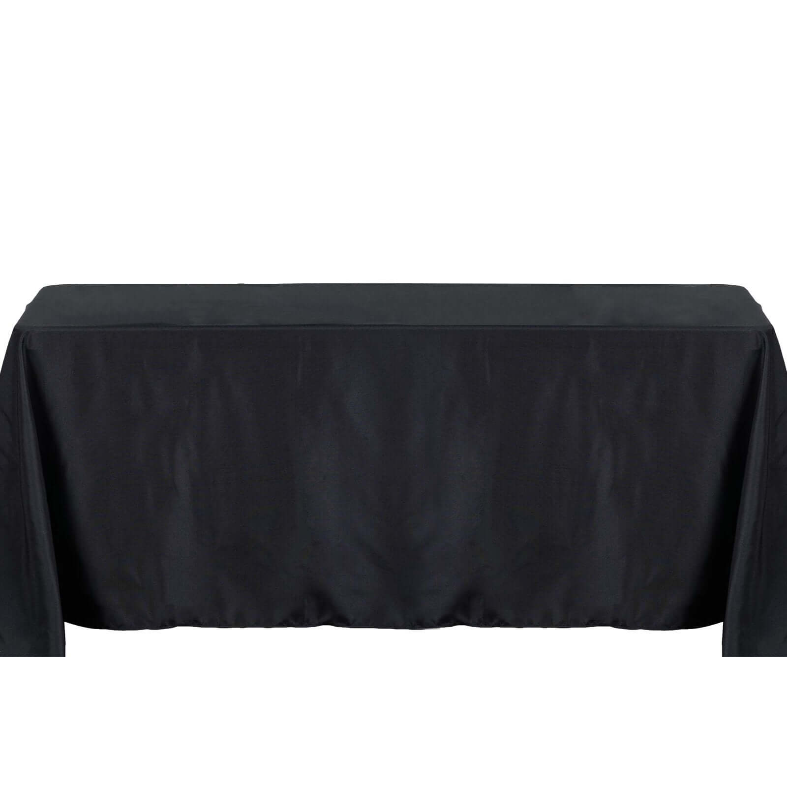 Wrinkle-Resistant Black Polyester 54x96 Rectangle Tablecloth - Easy Care