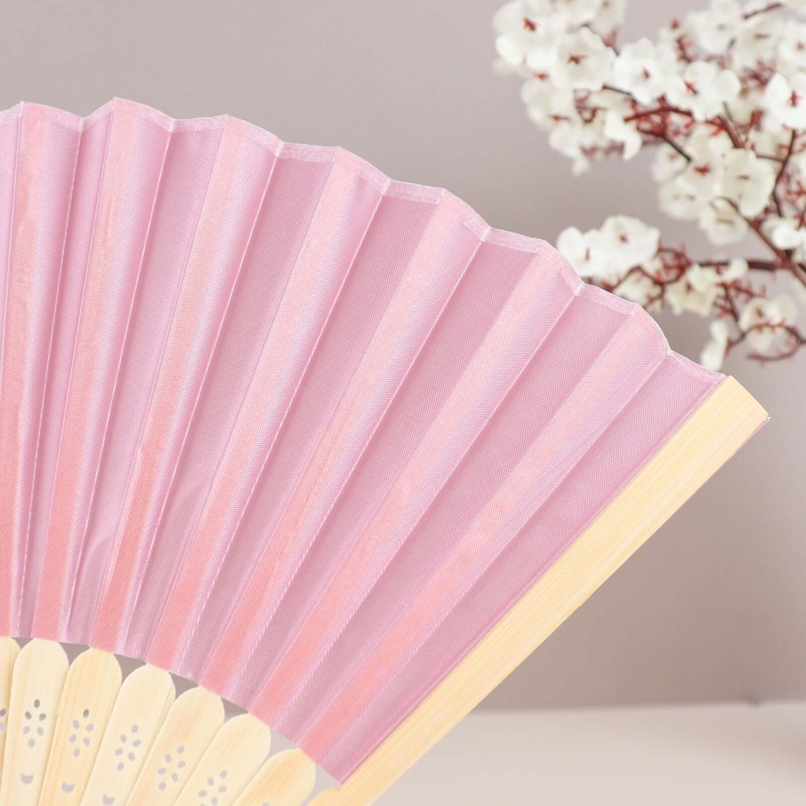 Hot Sale! 5-Pack Dusty Rose Asian Silk Folding Fans Ideal for Party Favors