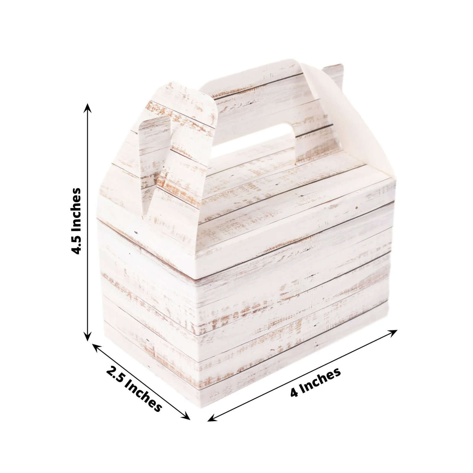 Get 25-Pack Rustic White Candy Gift Tote Gable Boxes with Wood Pattern