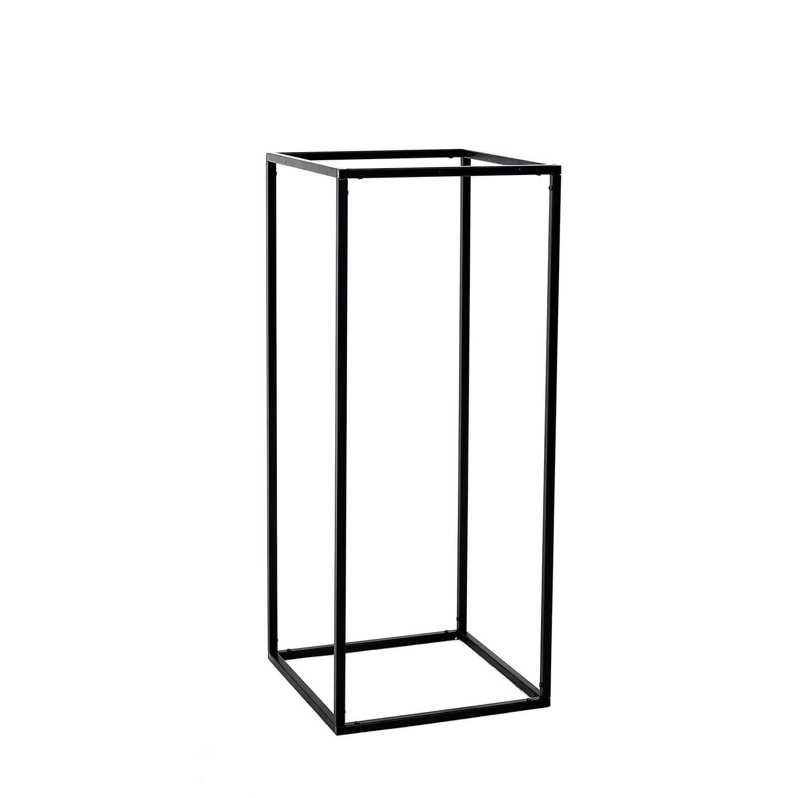 2-Pack Matte Black Metal Geometric Rectangular Wedding Flower Stand, 24-Inch