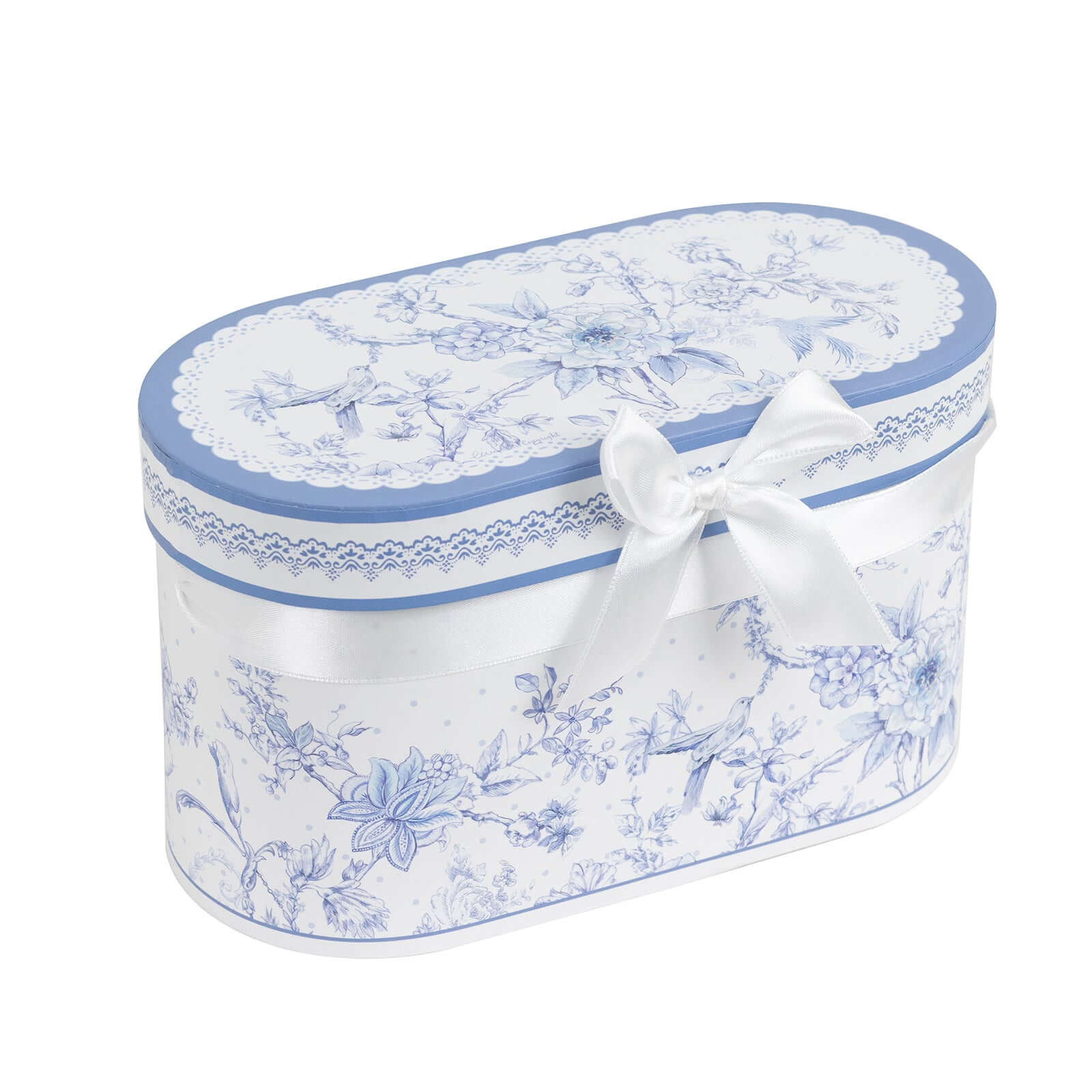 Hot Deal! 2-Pack White & Blue French Toile Porcelain Tea Cups Bridal Shower Gift Set in Keepsake Box