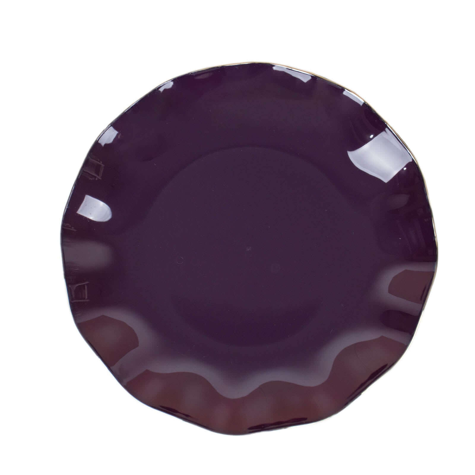 10-Pack Purple Plastic Round Dessert Plates with Gold Edging - Sturdy Disposable Dinnerware