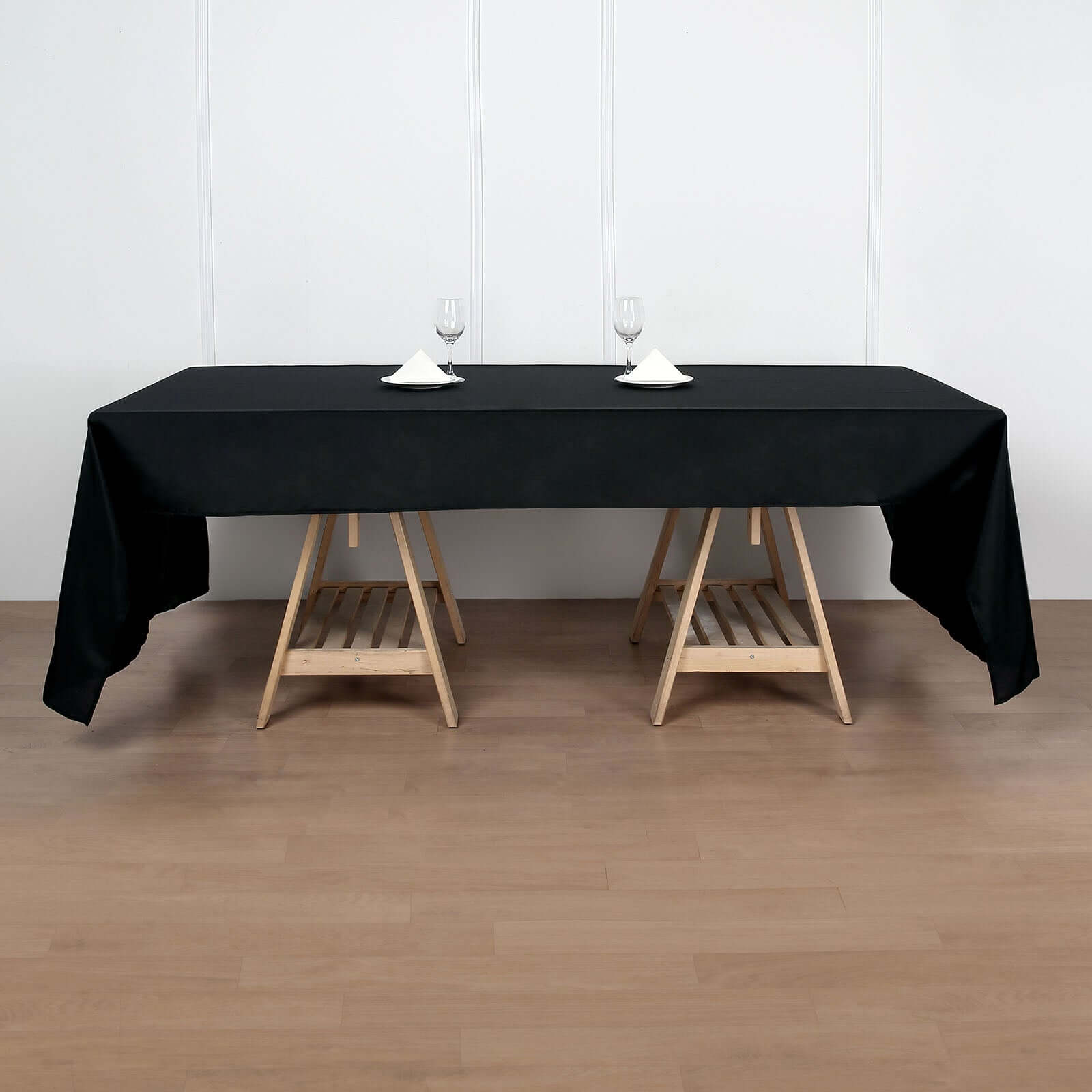 Wrinkle-Resistant Black Polyester Rectangle Tablecloth, 50x120