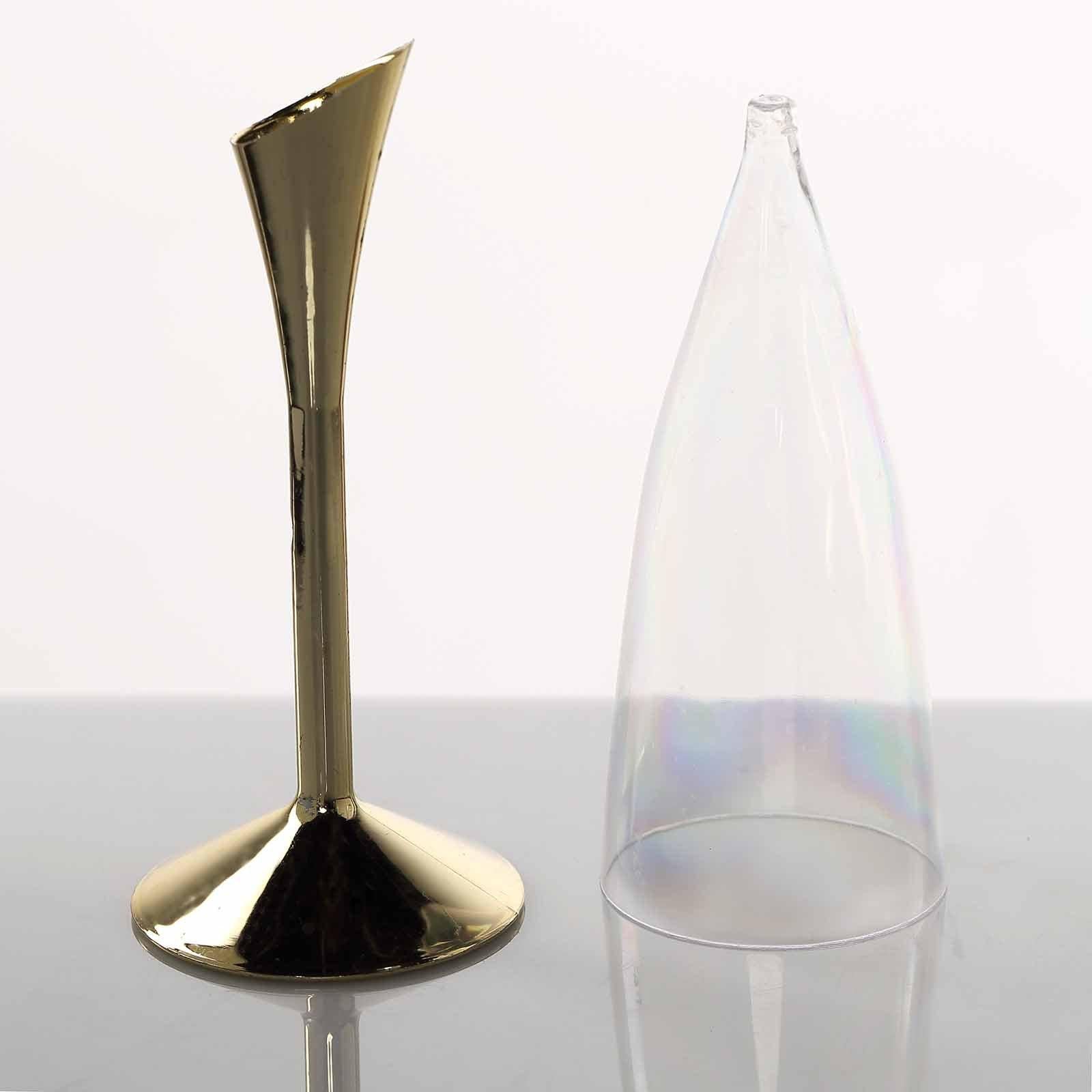 Amazing 6-Pack Disposable Plastic Champagne Flutes, 5oz Clear with Gold Base for Toasts