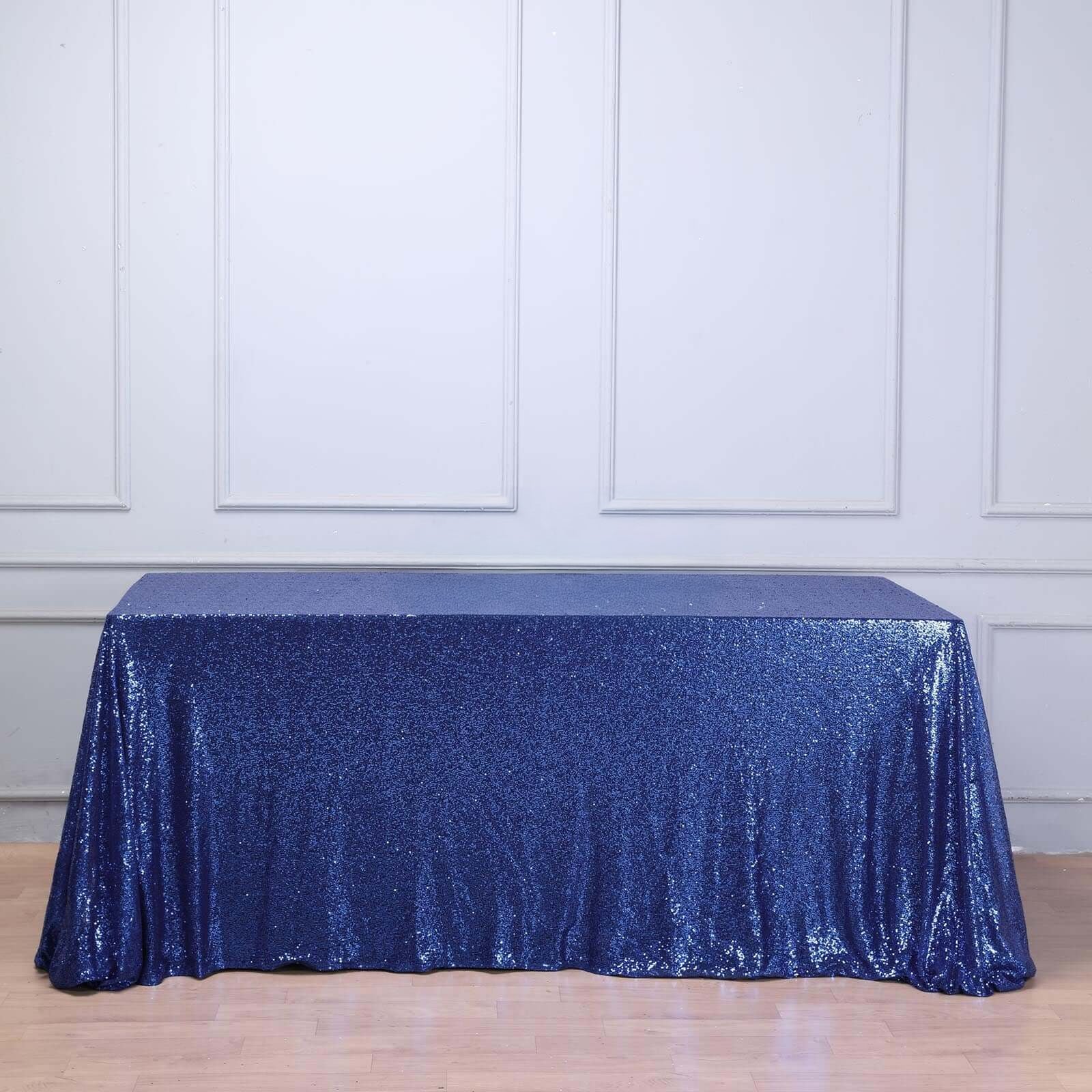 Hot! Navy Blue Seamless Sequined Rectangle Tablecloth 90x156