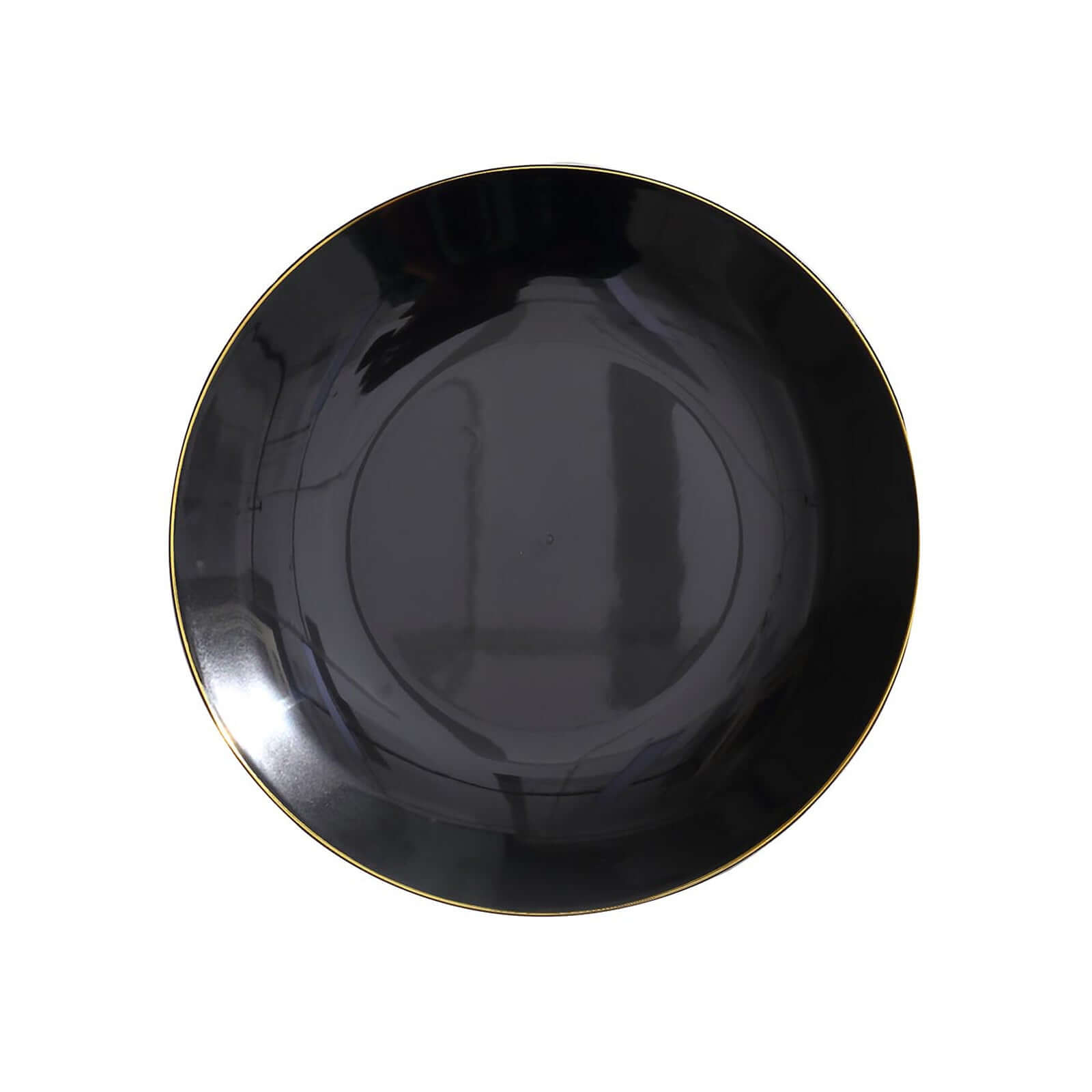 Hot Deal! 10-Pack of 8-Inch Round Black Plastic Dessert Plates with Gold Rim, Disposable and Sturdy