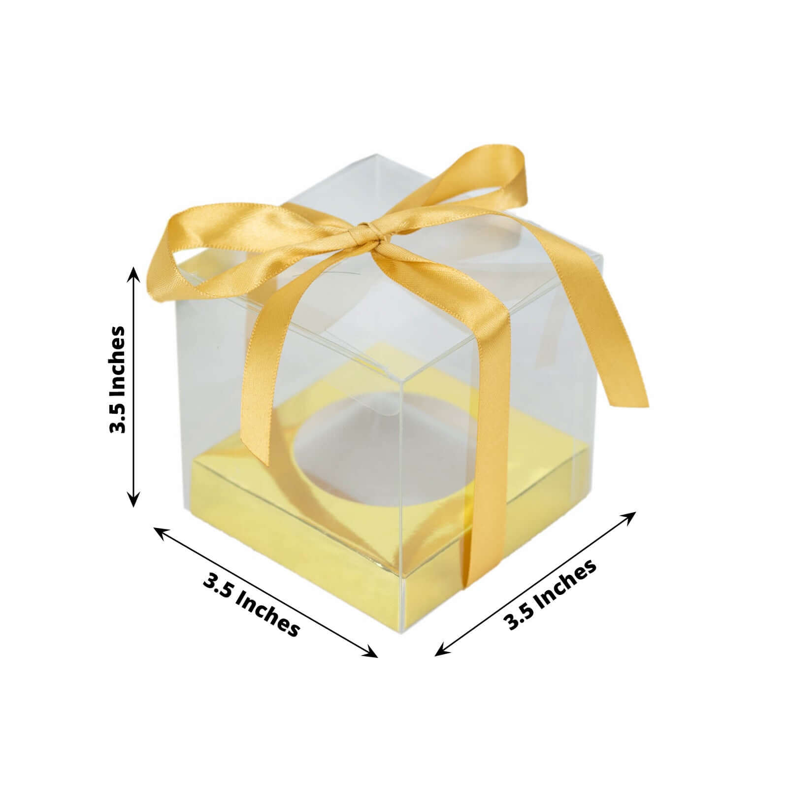 Hot Sale! 12-Pack 3.5-Inch Clear & Gold Disposable Plastic Cupcake Boxes with Ribbon for Weddings and Parties