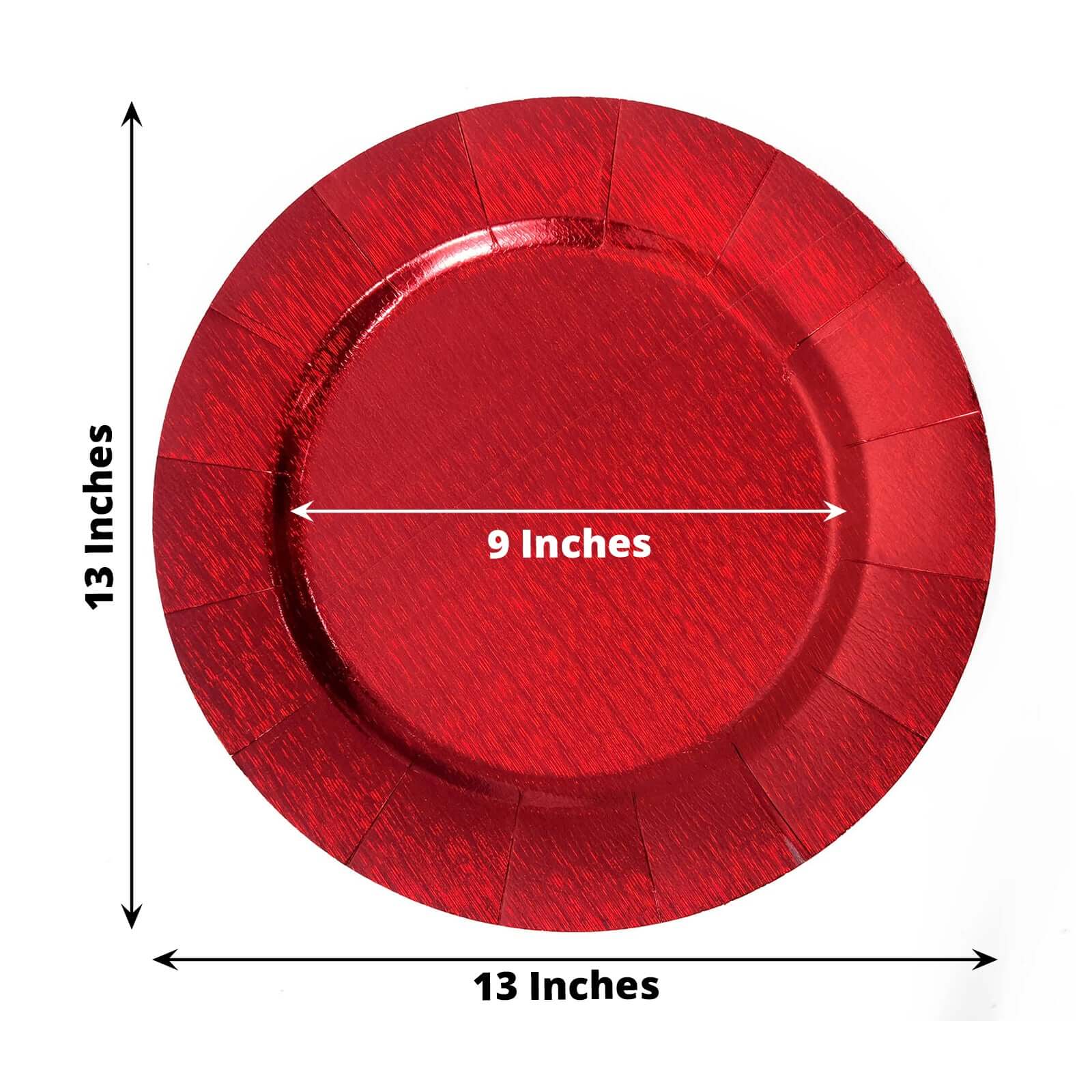 10-Pack Disposable Red Round Charger Plates with Leathery Look - 1100GSM Durable Cardboard Placemats (13" Outer)