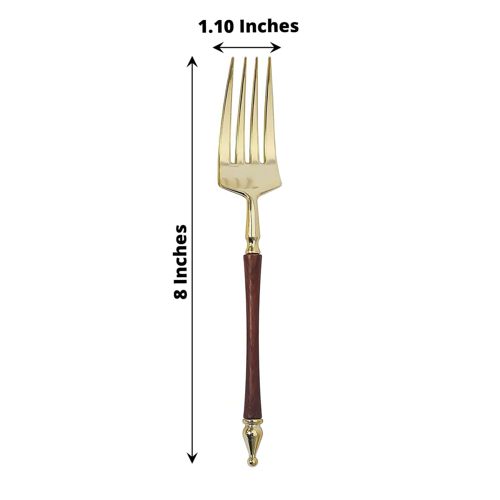 Hot Deal! 24-Pack Gold/Brown European Style Disposable Dinner Forks with Roman Column Handles