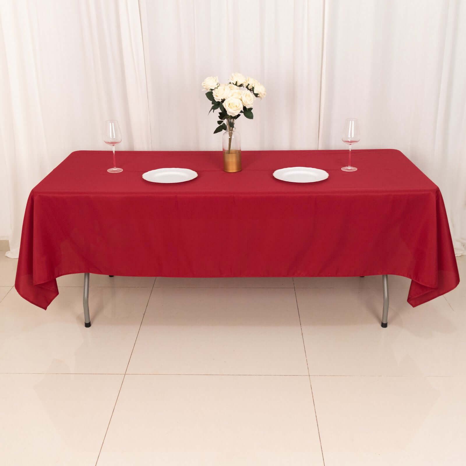 Stylish & Durable Wine Polyester 60x102 Rectangle Tablecloth - Great Deal!