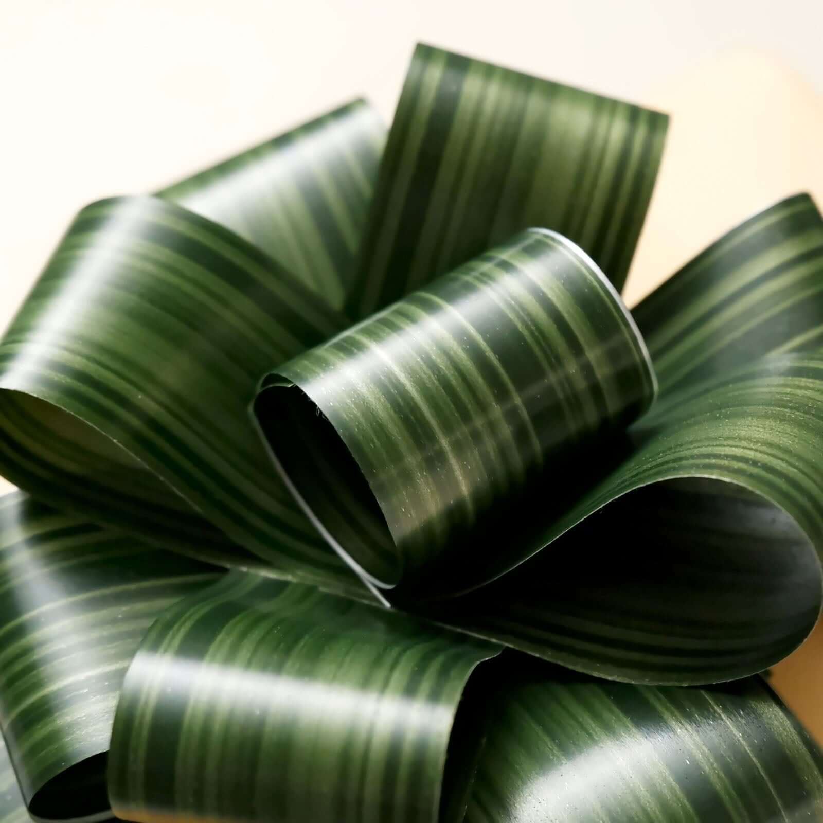 50-Yard 4" Green Ti Leaf Waterproof Satin Ribbon - Ideal for DIY Bouquet Crafts