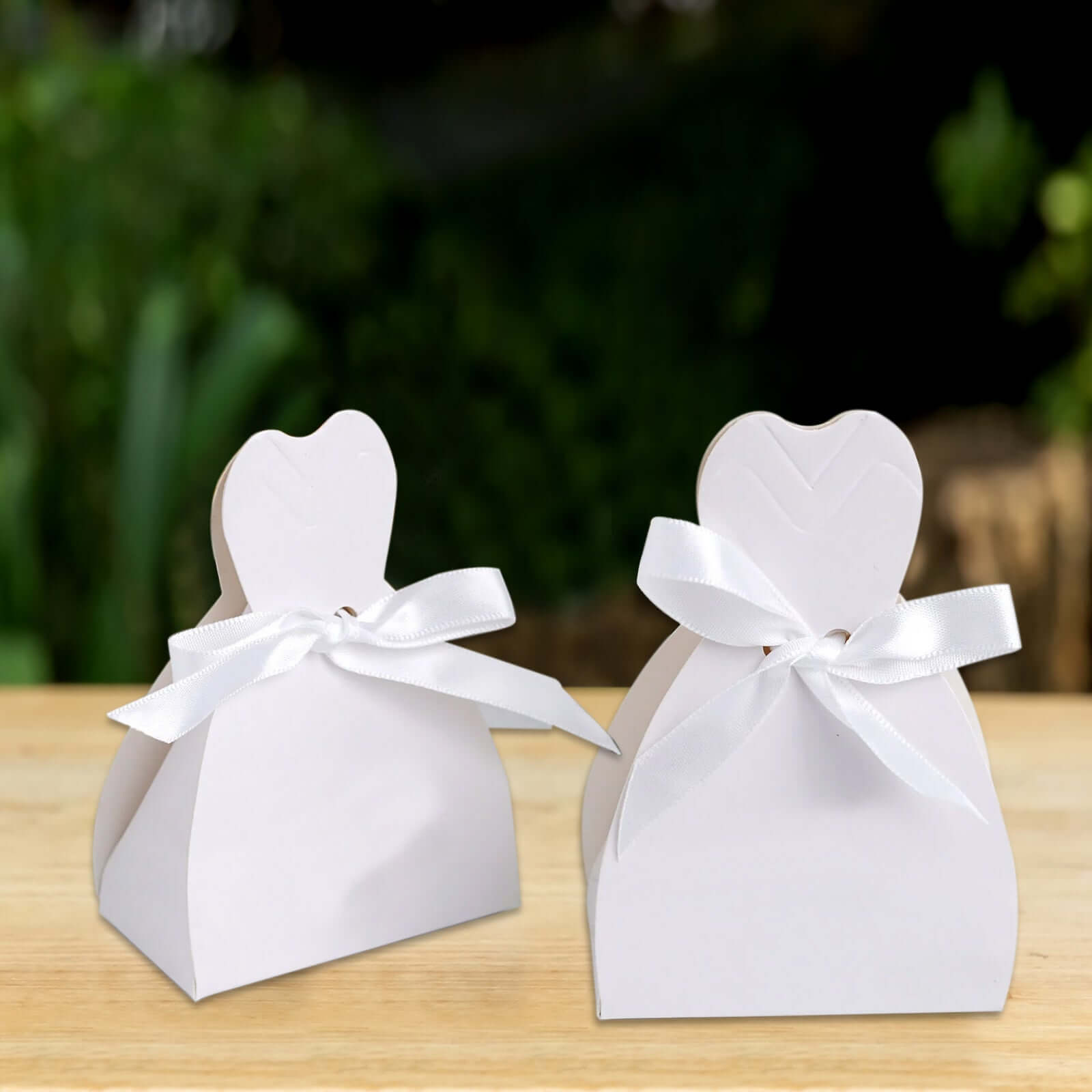 Get 100-Pack White Wedding Dress Candy Gift Boxes with Satin Ribbon Ties, Ideal for Party Favors