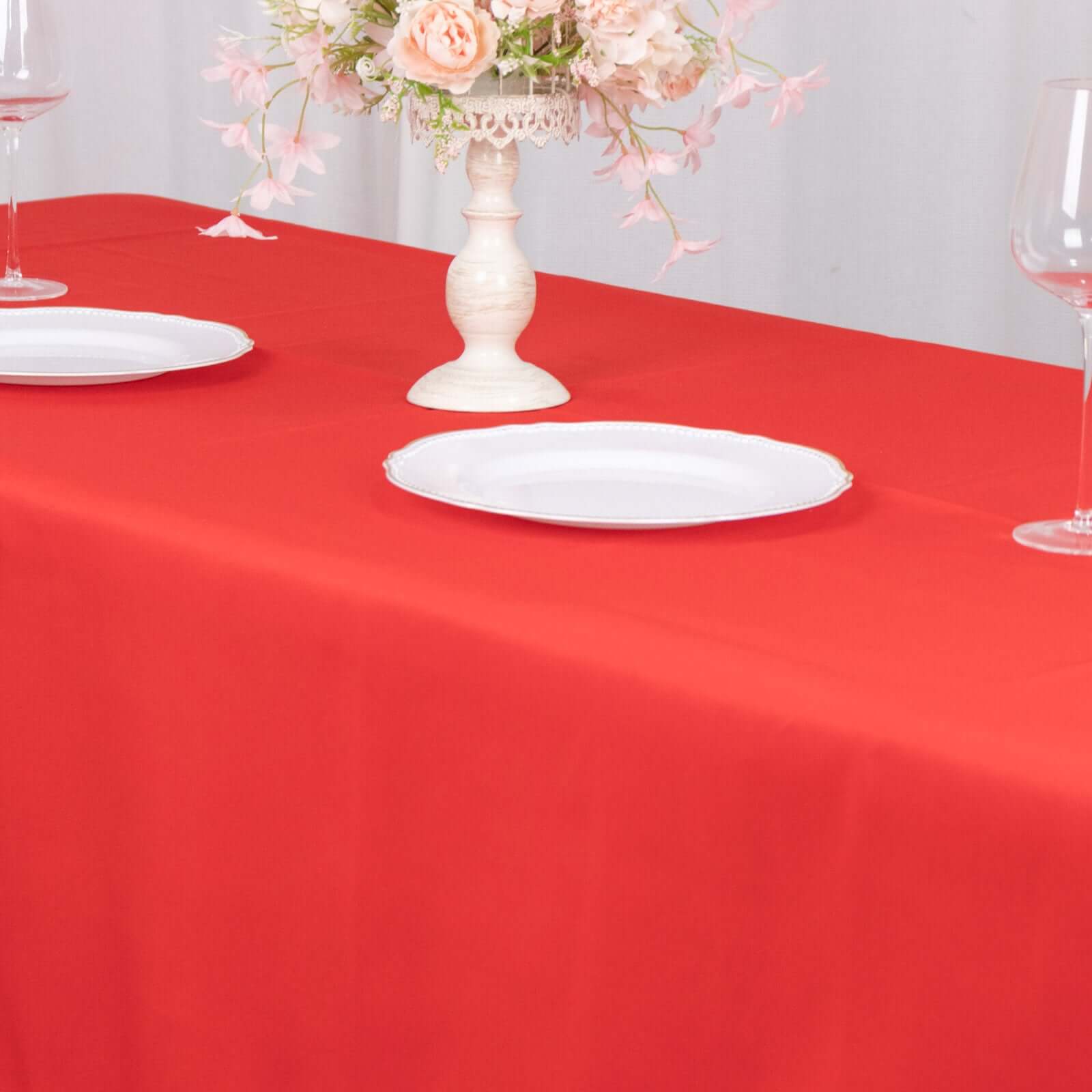 Hot! Durable Red 60x102 Premium Polyester Rectangle Tablecloth - 220GSM Wrinkle-Resistant