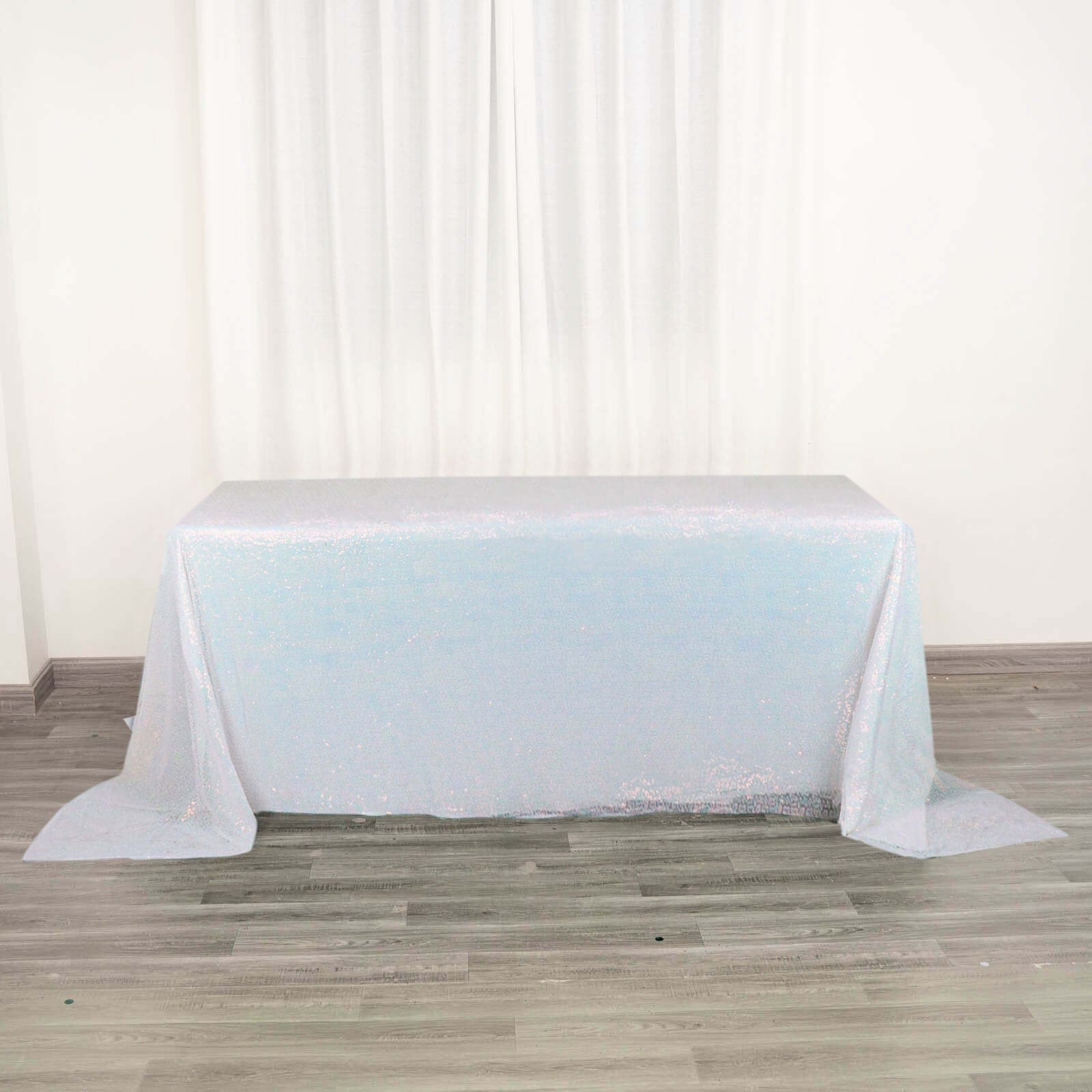 Iridescent Blue Seamless Sparkly 90x132 Rectangle Sequin Tablecloth