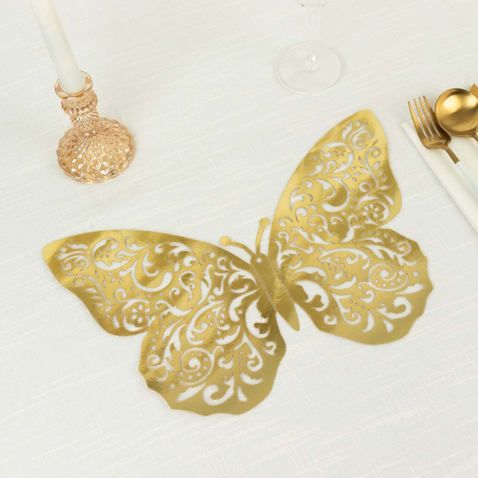 10-Pack Large Metallic Gold Foil 3D Butterfly Wall Stickers for Decor