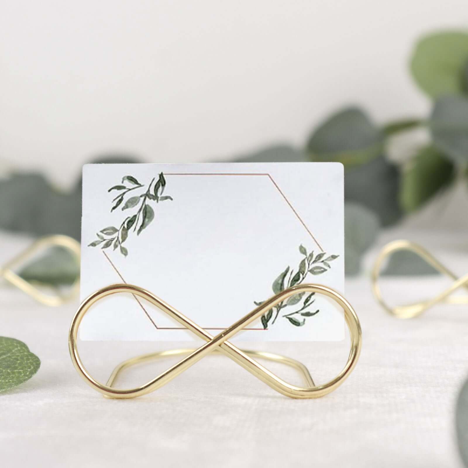Hot Deal! 10-Pack Gold Metal Infinity Design Card Holder Stands for Weddings and Events