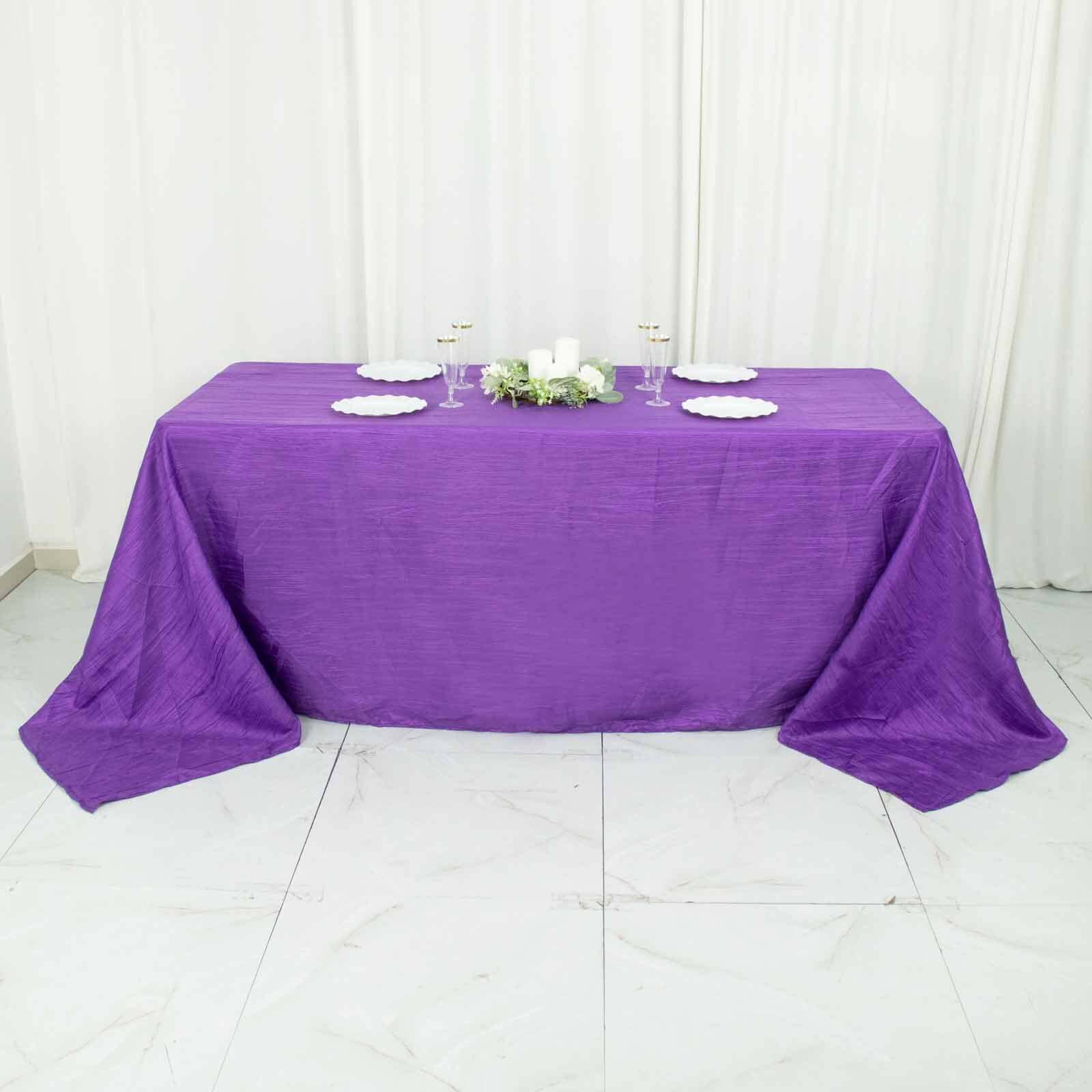 Purple Seamless Accordion Crinkle Taffeta Rectangle Tablecloth 90x132
