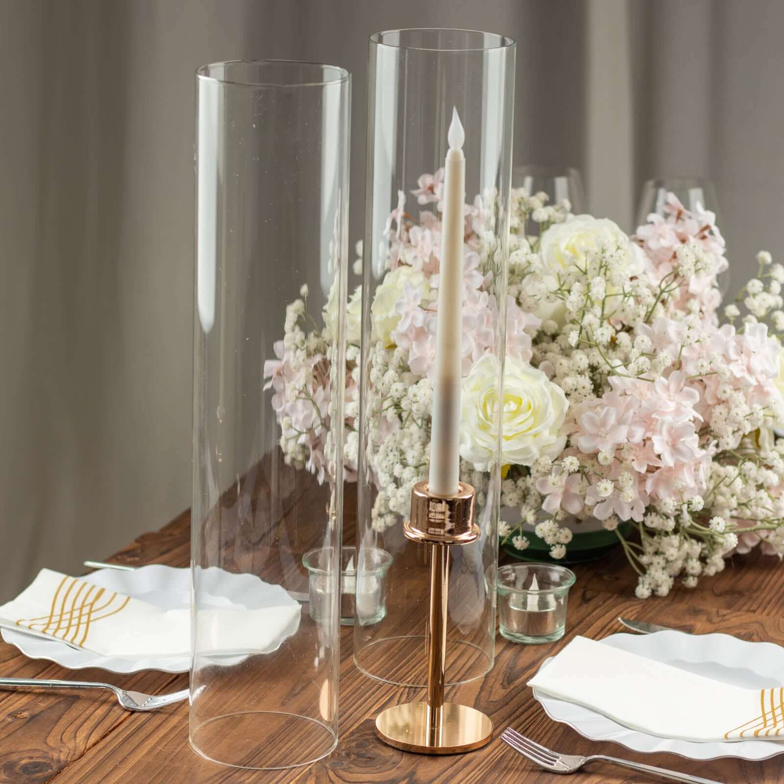 2-Pack 18-Inch Clear Glass Open-End Candelabra Shades for Stylish Table Decor