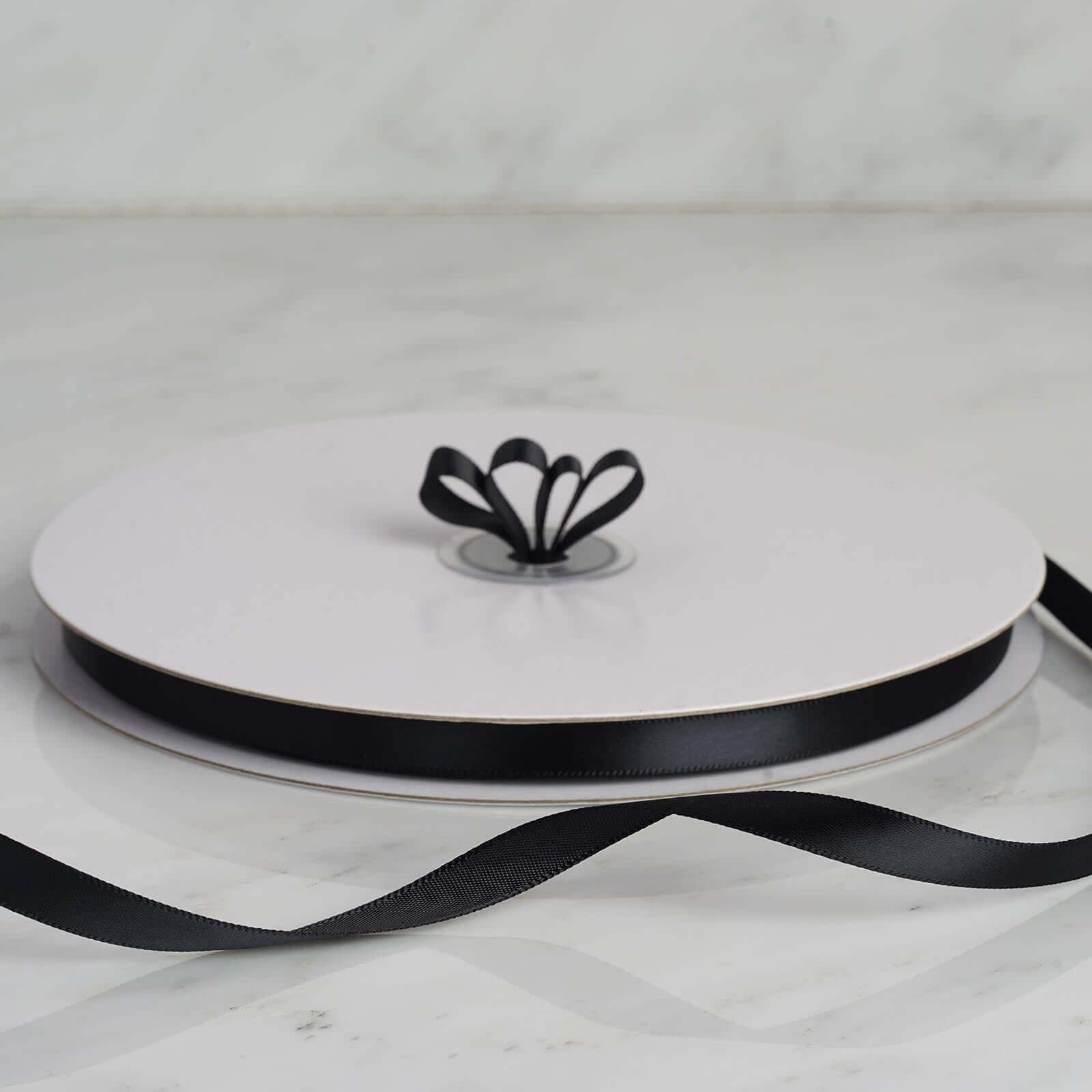 100-Yard 3/8-Inch Black Single-Sided Decorative Satin Ribbon Roll