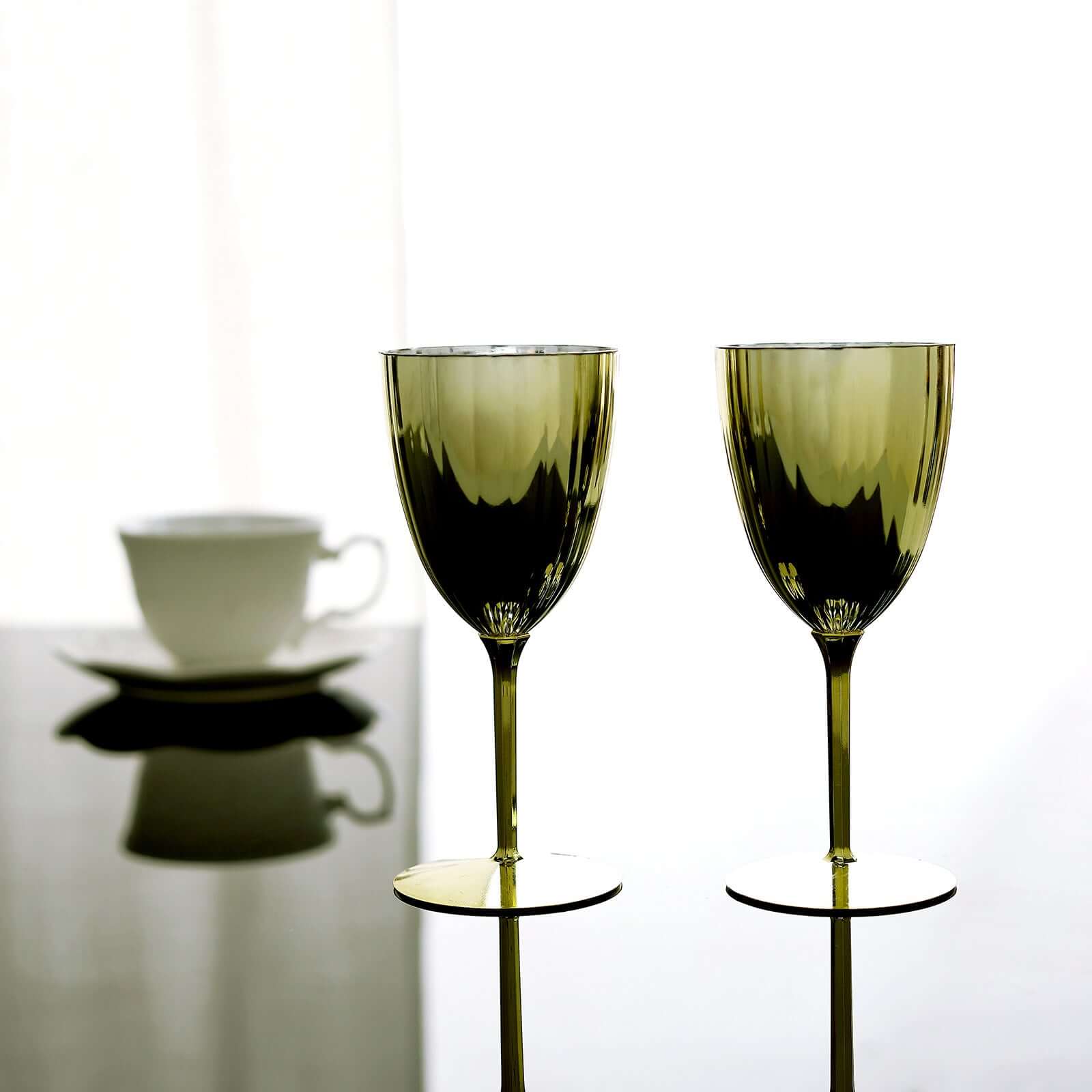 8oz Disposable Metallic Gold Plastic Wine Glasses - Set of 6 for Parties & Special Events