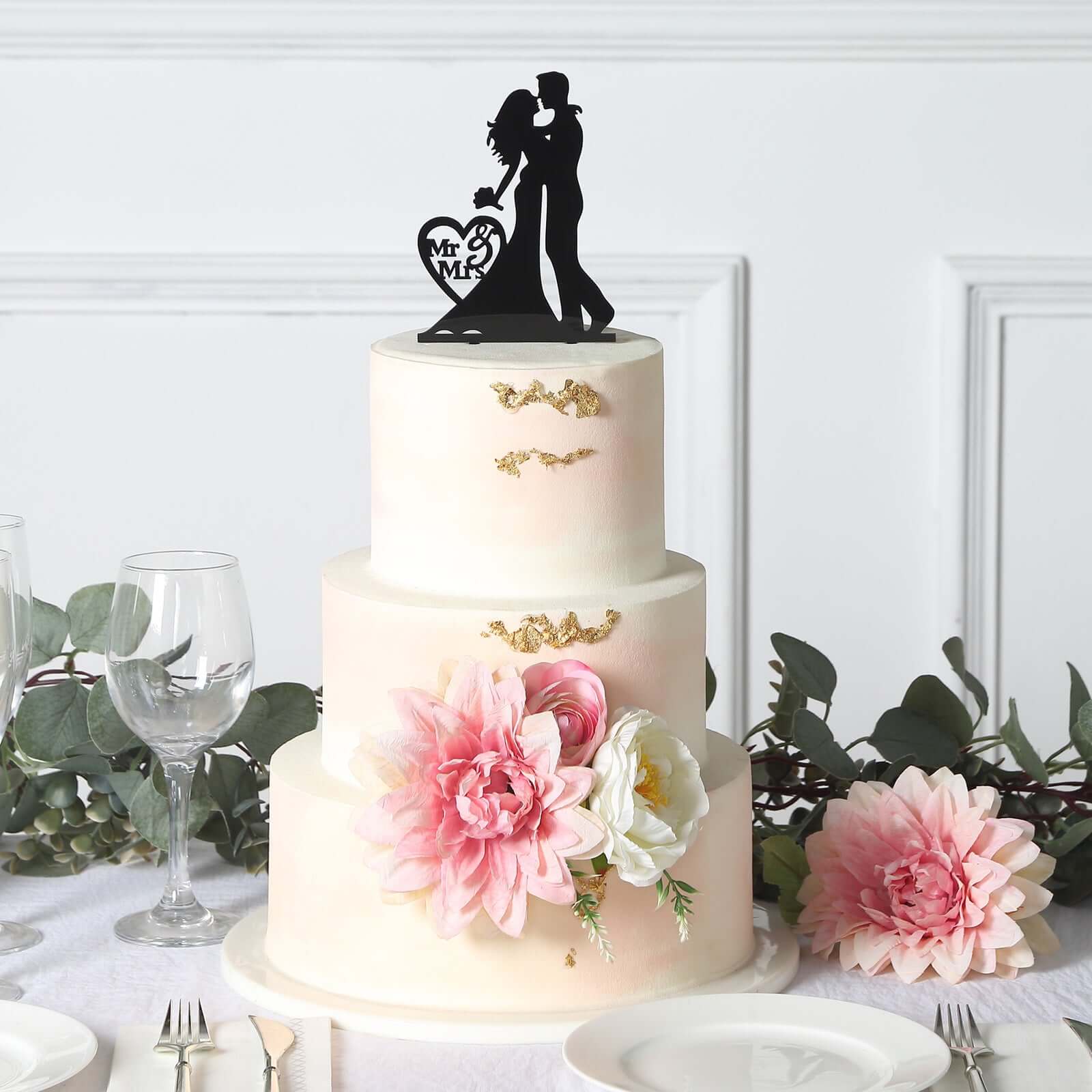 Hot Sale! Black Silhouette Mr and Mrs Acrylic Wedding Cake Toppers Set