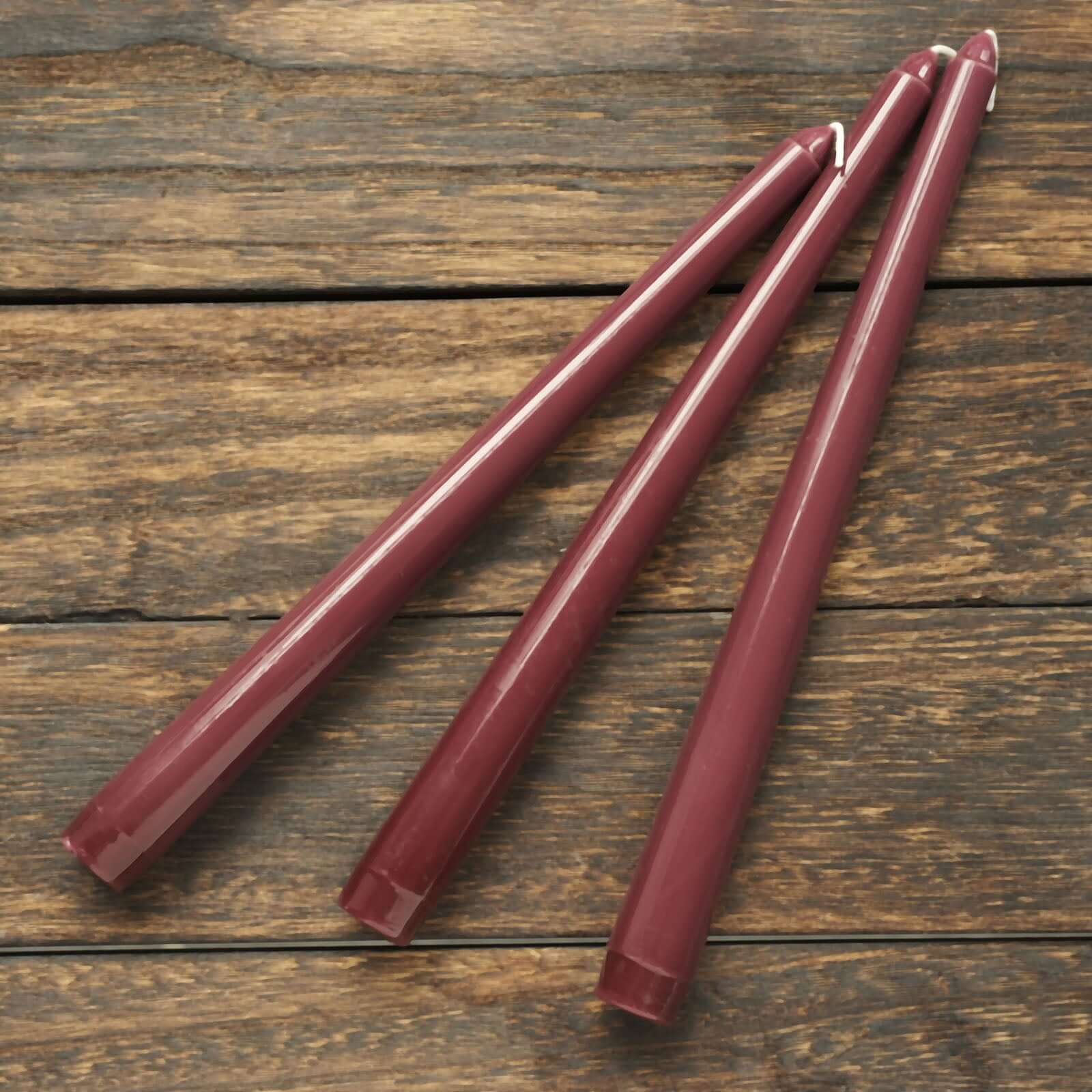 Premium 12-Pack Unscented Burgundy Taper Candles for Elegant Settings - 10 Inches