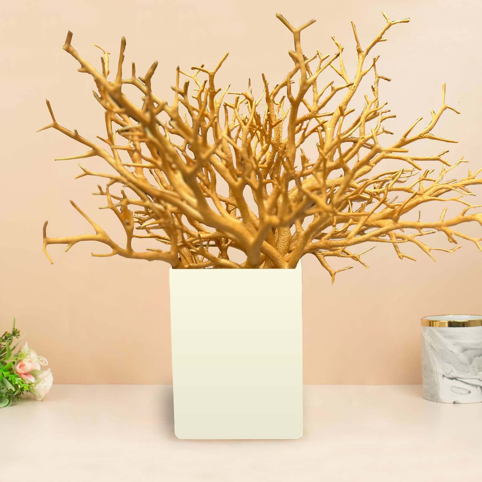 10-Piece Set of Metallic Gold Artificial Manzanita Tree Branches - Ideal for Vase Filler, Home & Wedding Decor