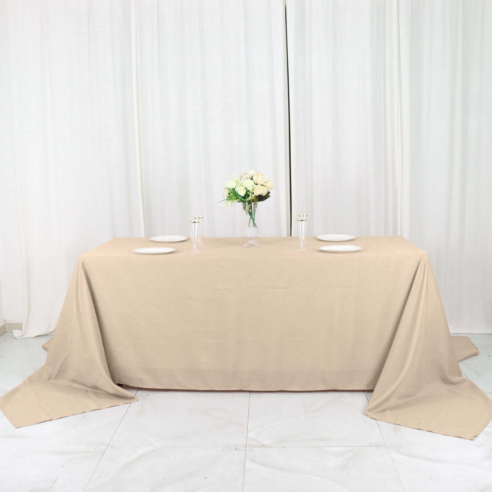 Wrinkle-Resistant Seamless Nude Polyester Rectangle Tablecloth 90x156