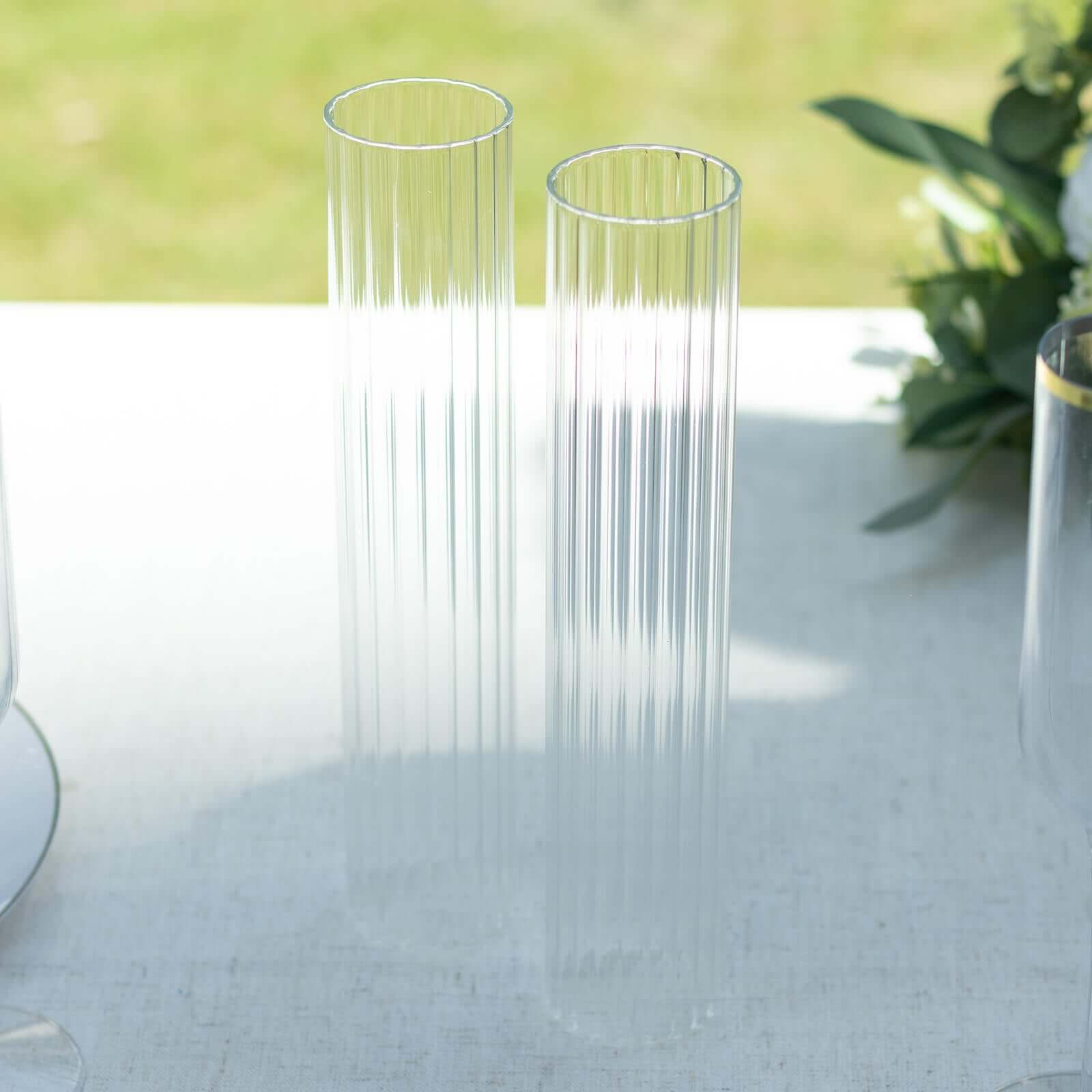 Hot Deal! 2-Pack Clear Ribbed Glass Hurricane Shades for Stylish Table Centerpiece Candelabra
