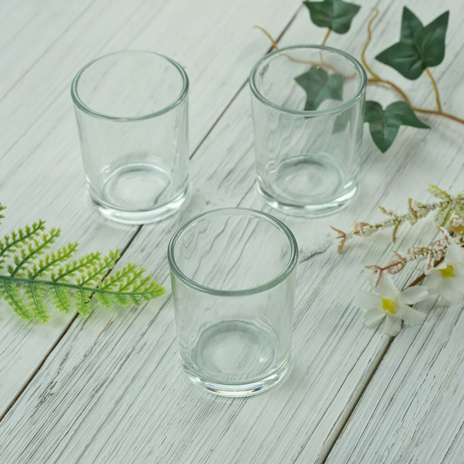 12-Pack Clear Glass Votive Candle Holders for Weddings & Events