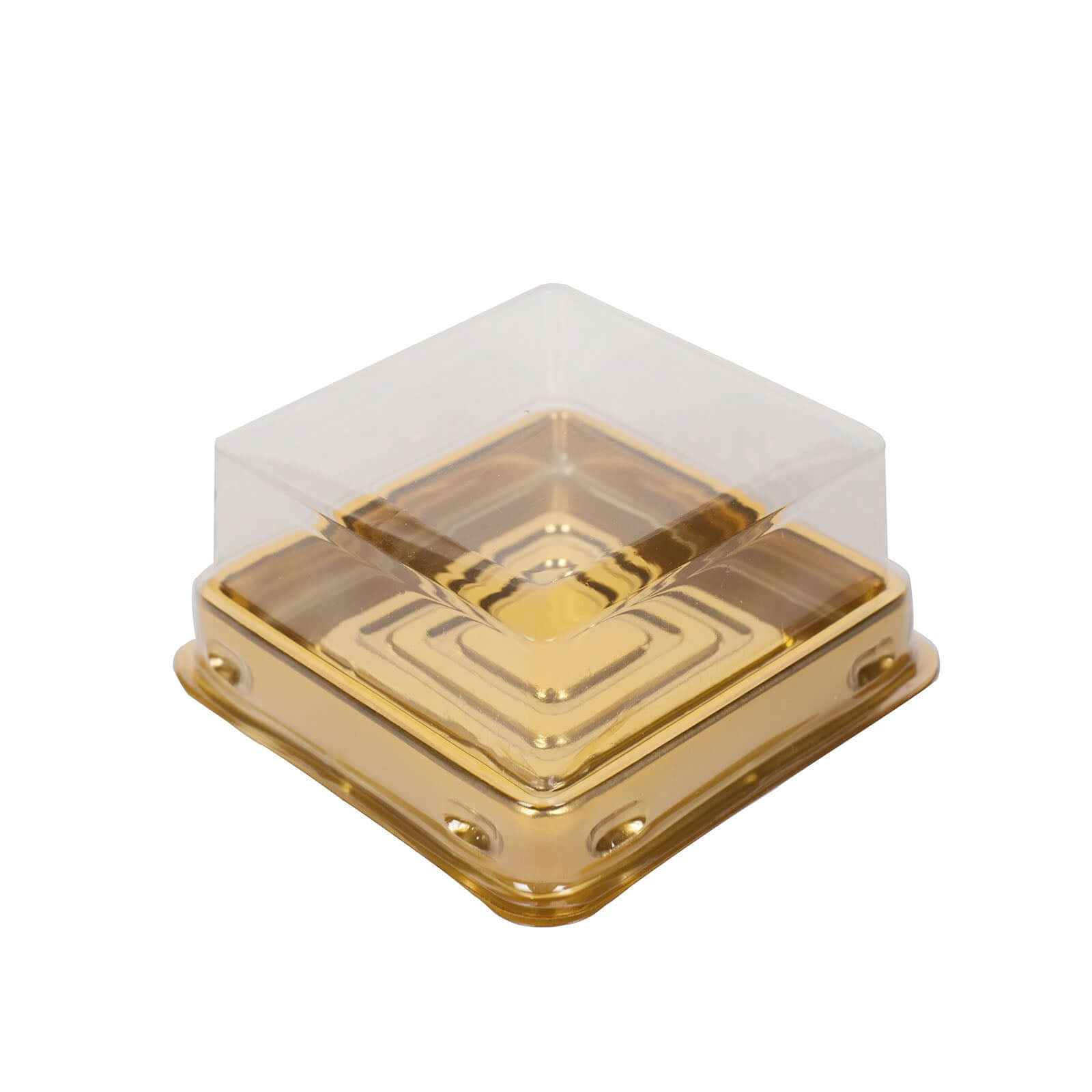 Hot Deal! 50-Pack Plastic Square Party Favor Containers in Gold and Clear for Cupcakes and Desserts